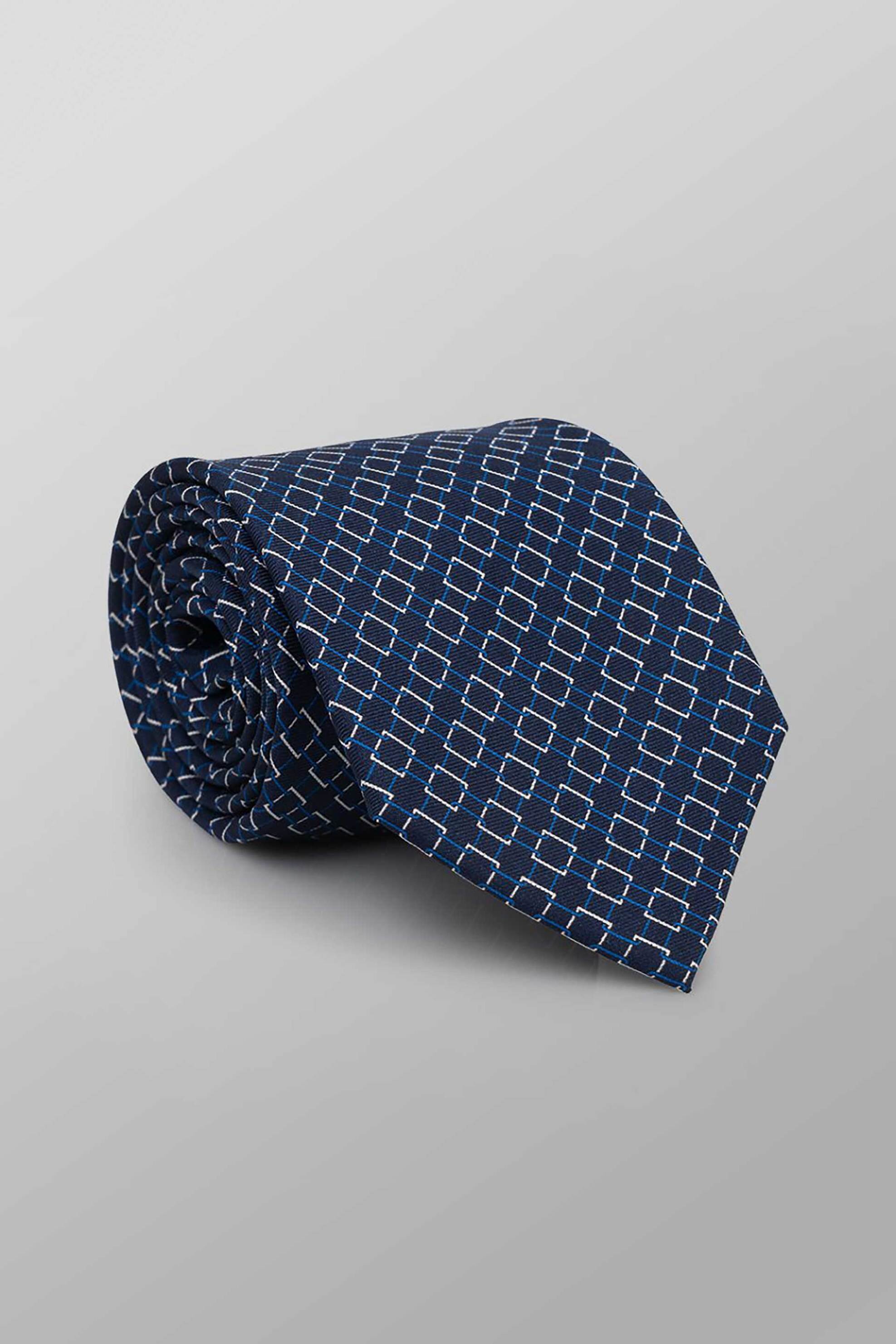 Oxford Company ανδρική μεταξωτή γραβάτα με all-over print Regular Fit - TIE63-402.02 Σκούρο Μπλε