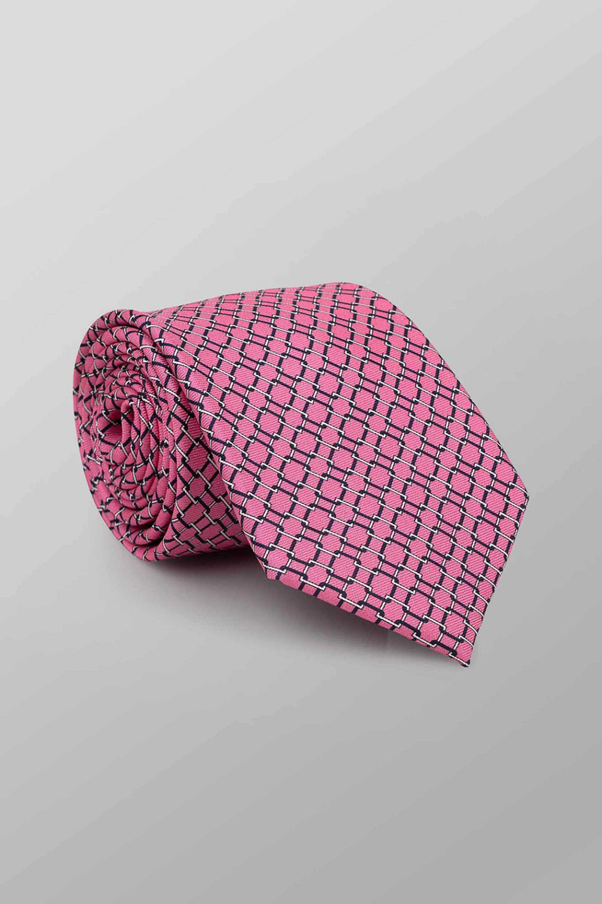 Oxford Company ανδρική μεταξωτή γραβάτα με all-over print Regular Fit - TIE63-402.05 Ροζ