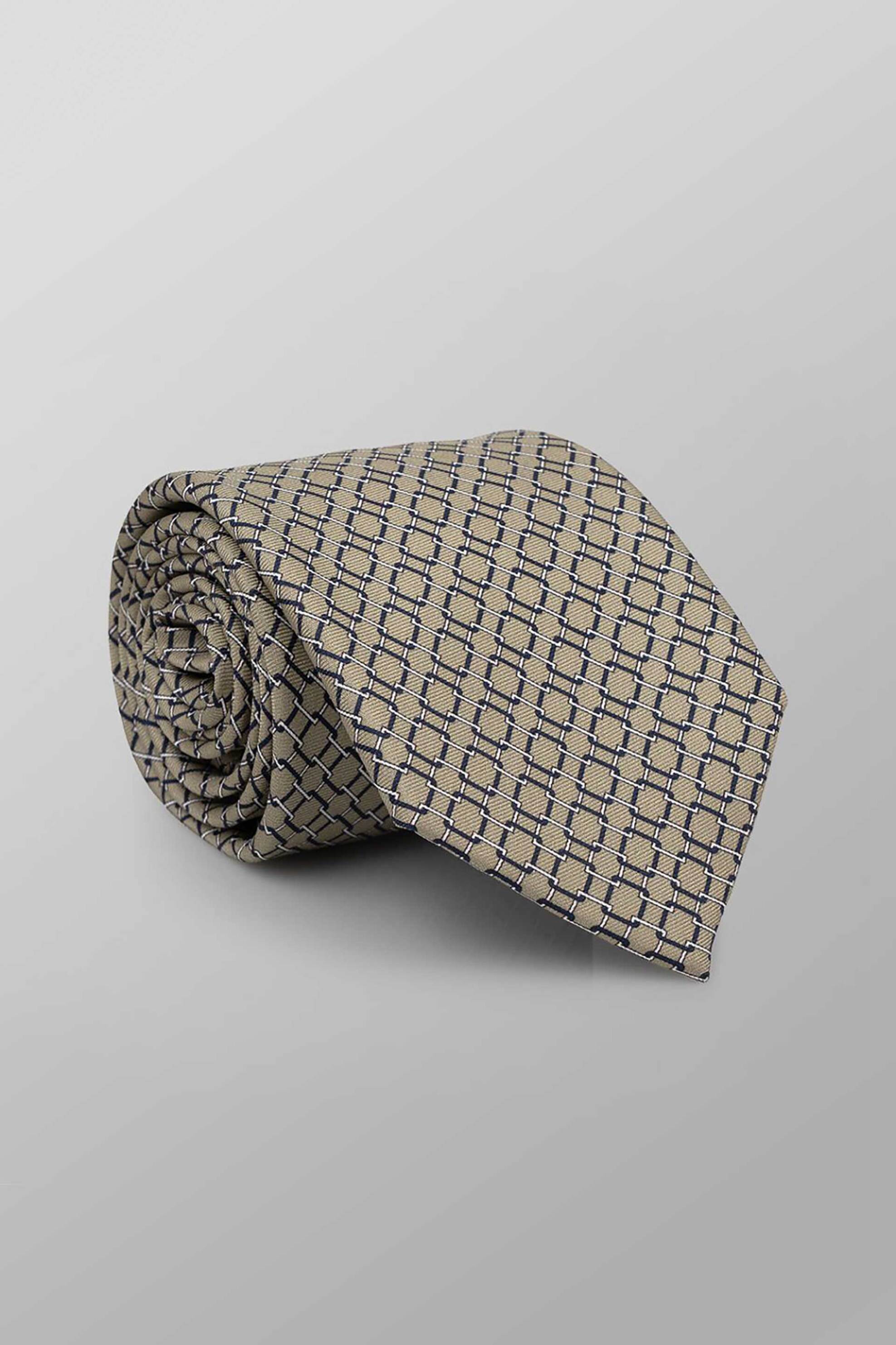 Oxford Company ανδρική μεταξωτή γραβάτα με all-over print Regular Fit - TIE63-402.07 Μπεζ