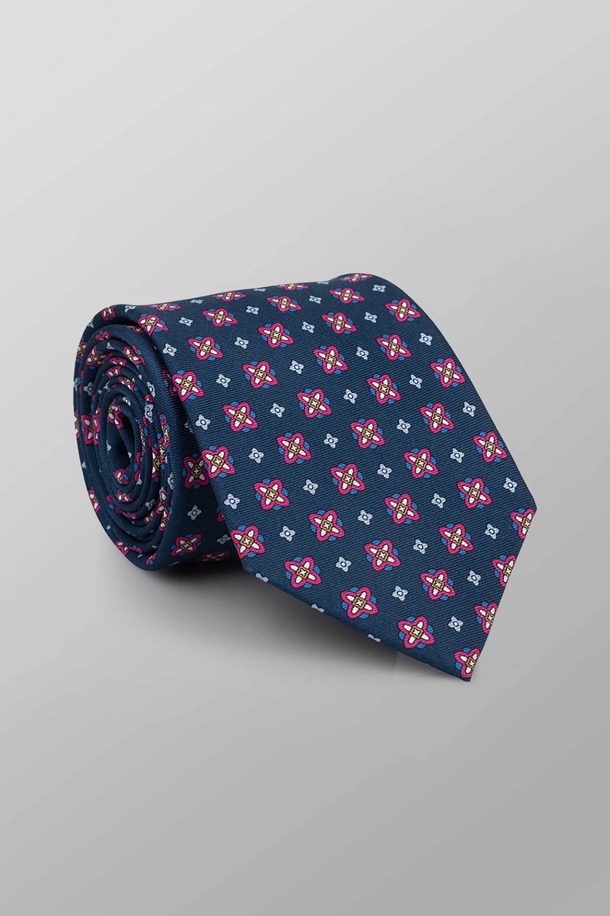 Oxford Company ανδρική μεταξωτή γραβάτα με all-over print Regular Fit - TIE63-404.01 Σκούρο Μπλε