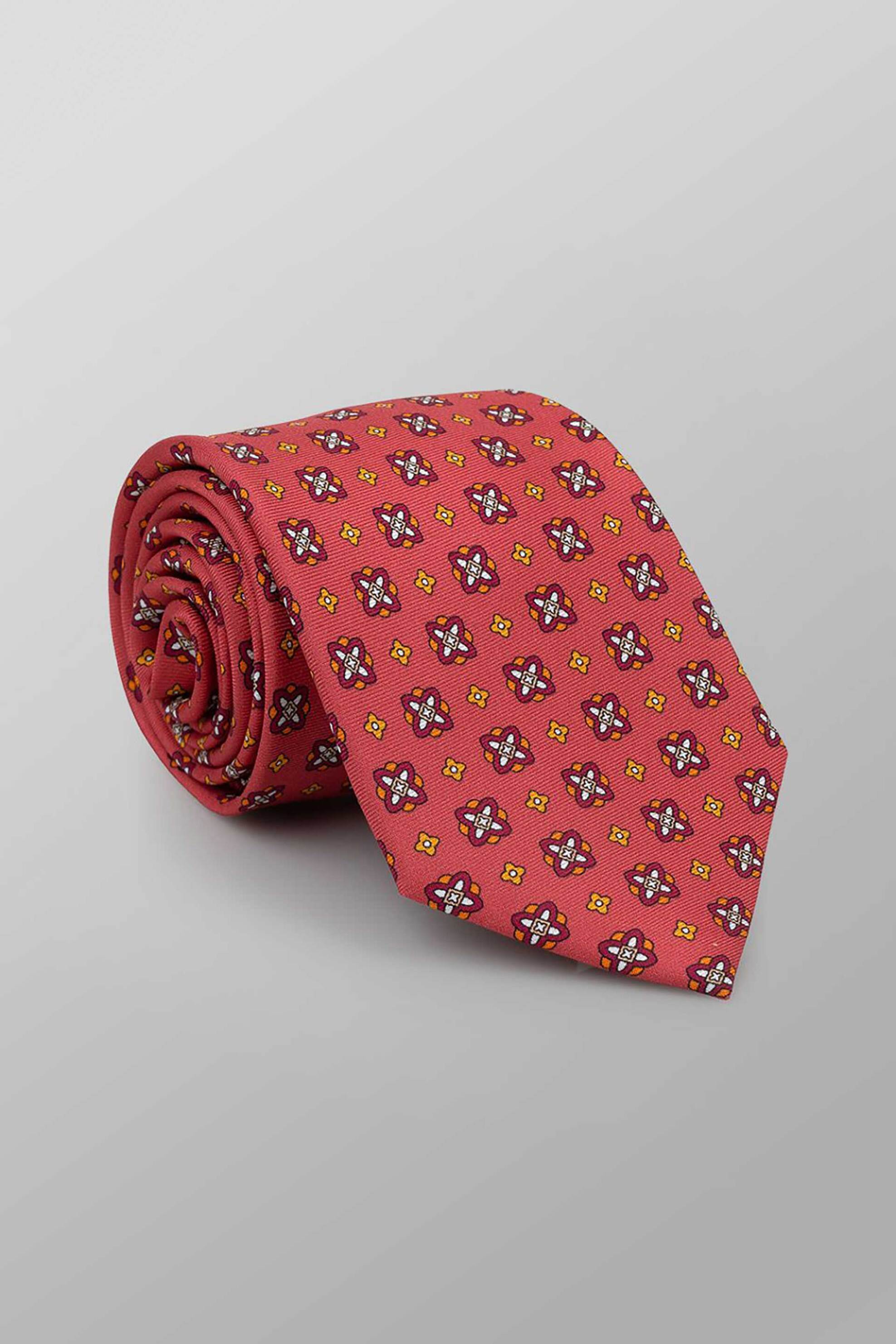 Oxford Company ανδρική μεταξωτή γραβάτα με all-over print Regular Fit - TIE63-404.04 Κόκκινο