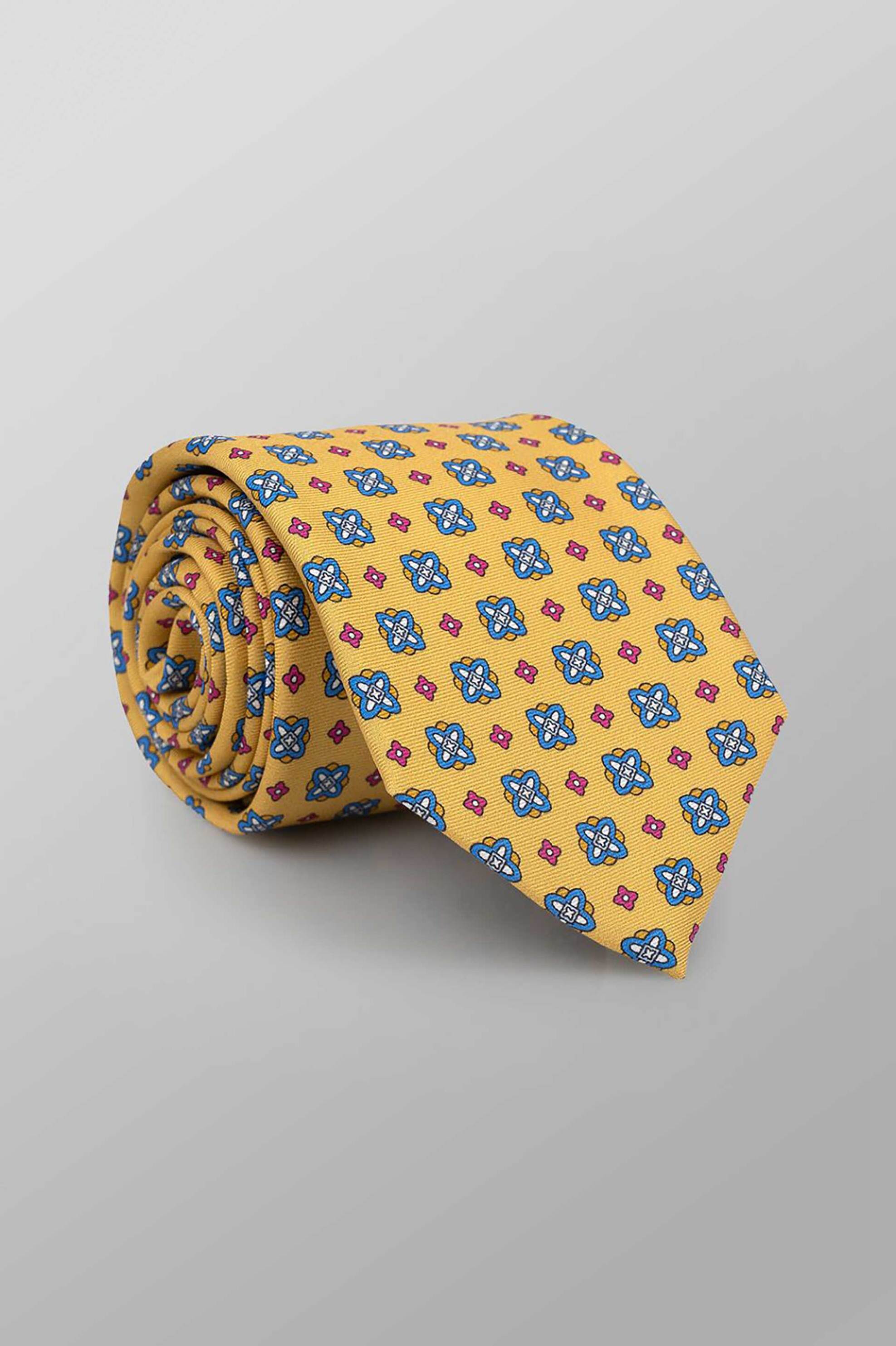 Oxford Company ανδρική μεταξωτή γραβάτα με all-over print Regular Fit - TIE63-404.05 Κίτρινο