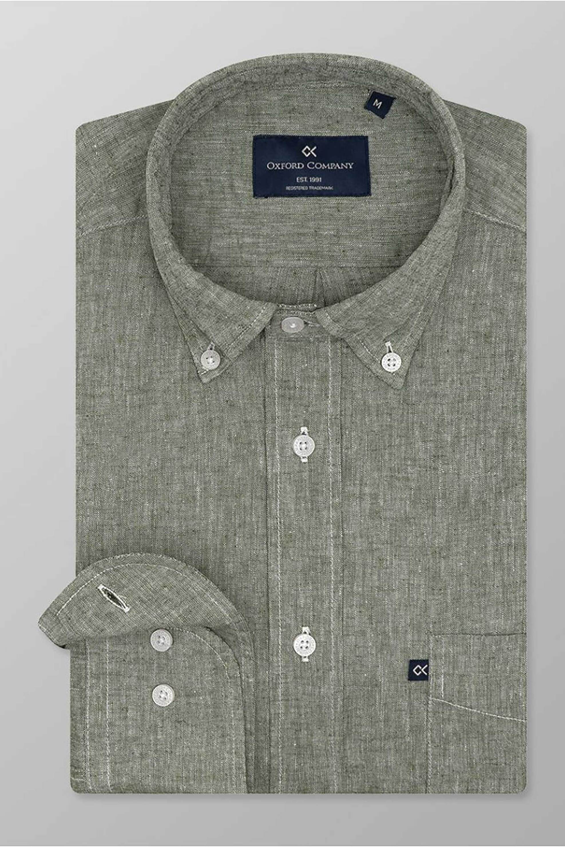 Oxford Company ανδρικό sport πουκάμισο button down μονόχρωμο Regular Fit - L210-BZ10.04 Λαδί