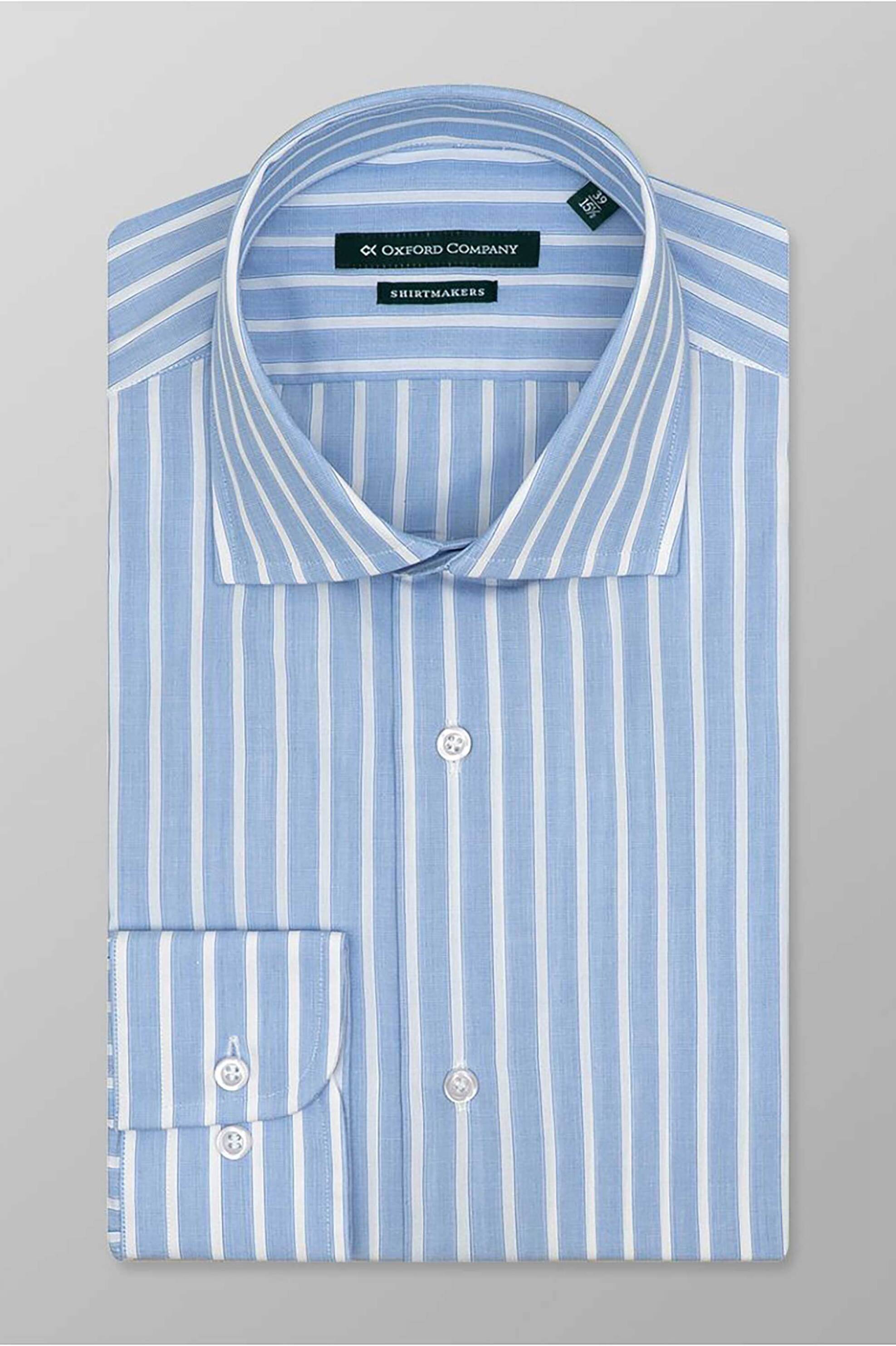Oxford Company ανδρικό Classic πουκάμισο ριγέ Regular Fit Club - M322NRZ20.01 Μπλε