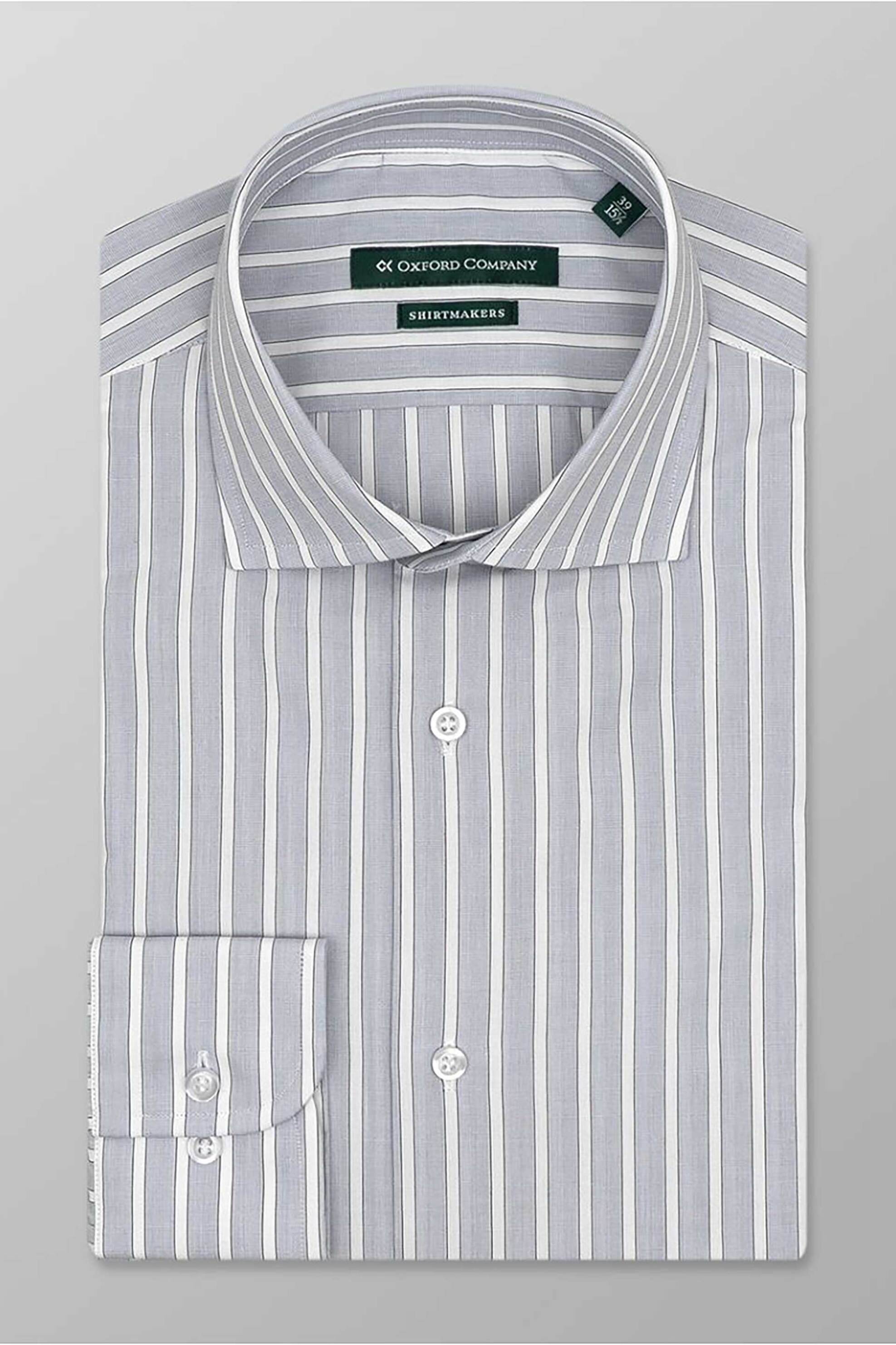 Oxford Company Ανδρικό Classic Πουκάμισο Ριγέ Regular Fit Club - M322Nrz20 02 Γκρι