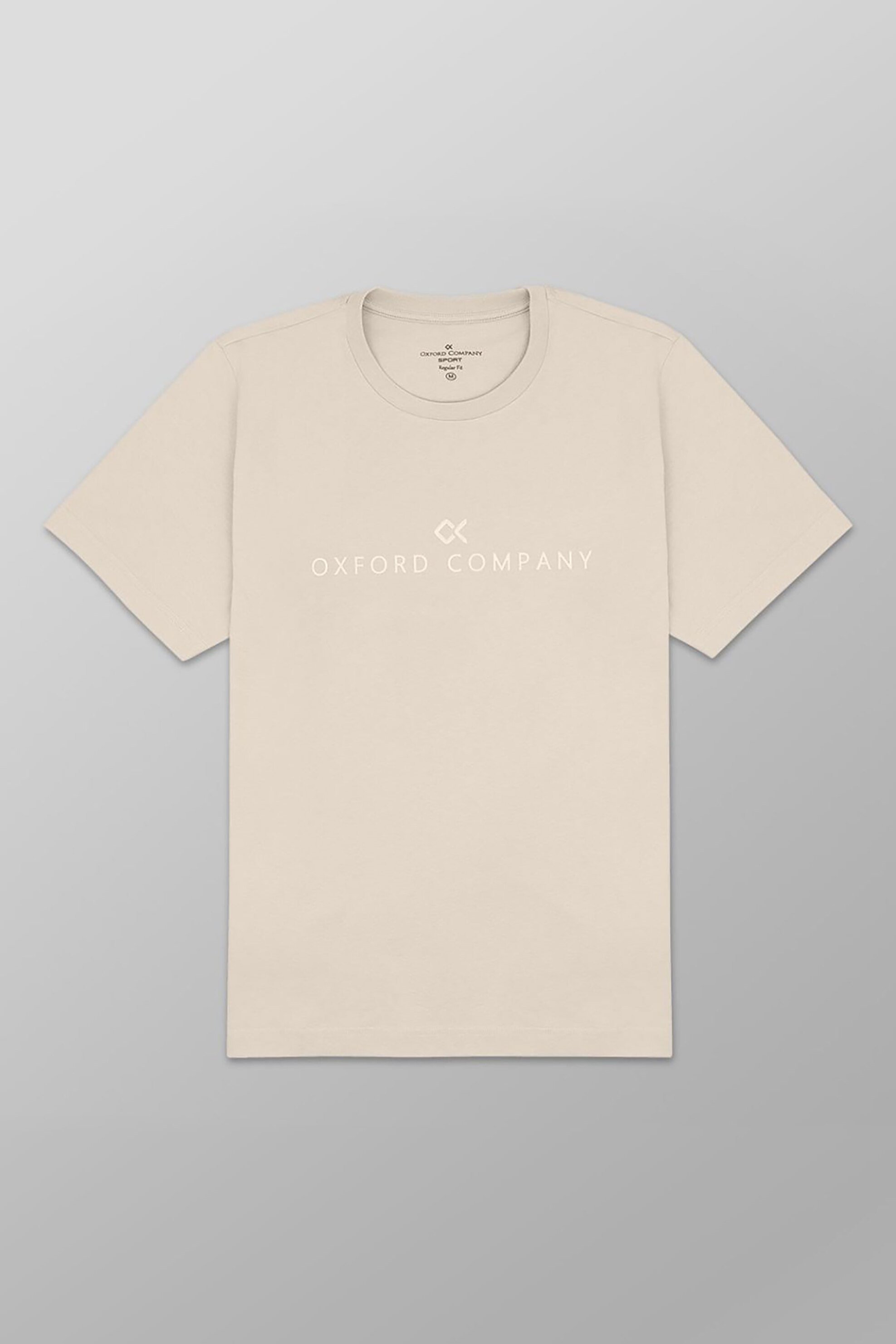 Oxford Company ανδρικό T-shirt μονόχρωμο με κεντημένο λογότυπο Regular Fit - K501-MZ20.02 Εκρού