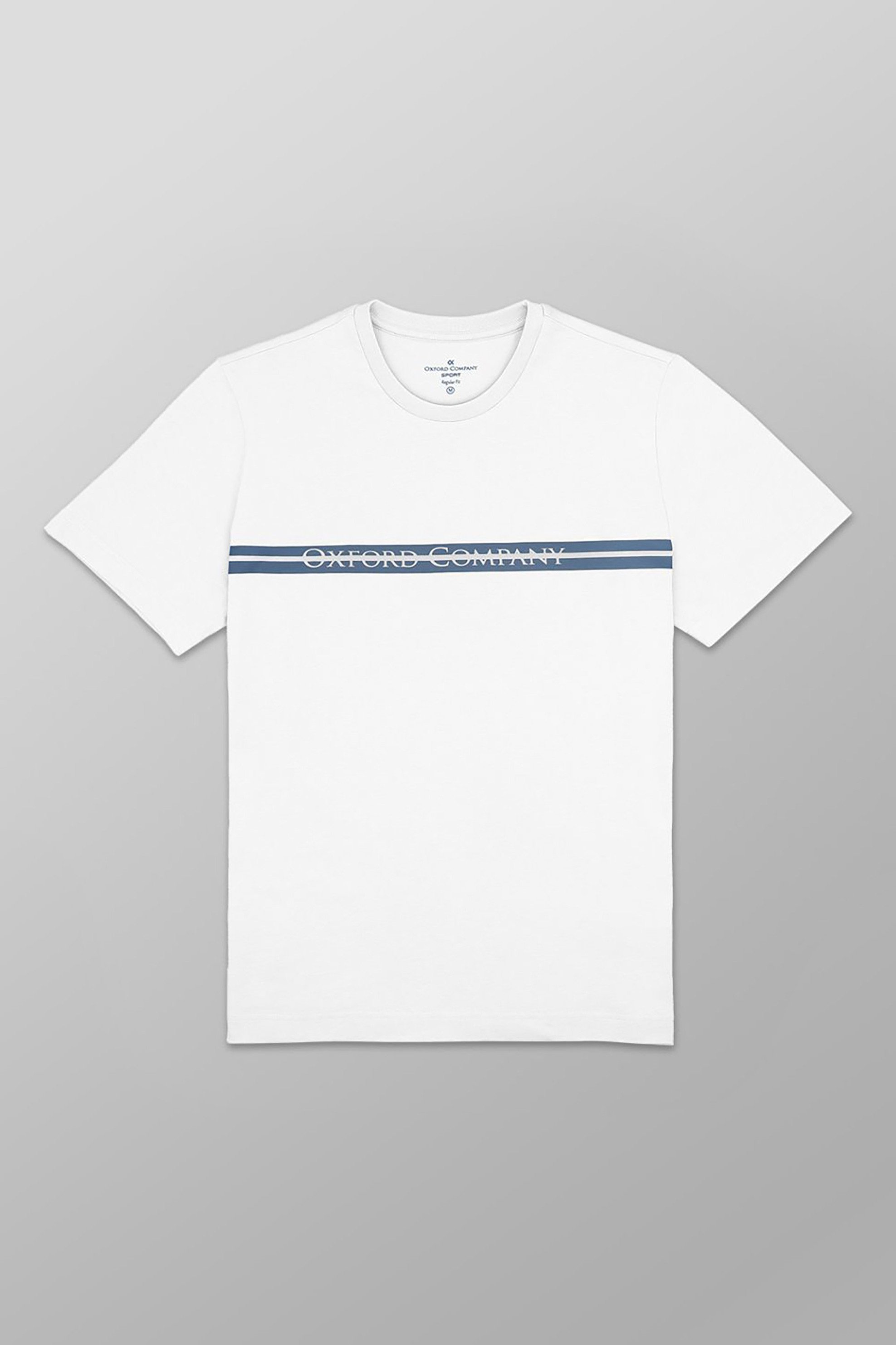 Oxford Company ανδρικό T-shirt μονόχρωμο με λογότυπο Regular Fit - K502-MZ20.01 Λευκό