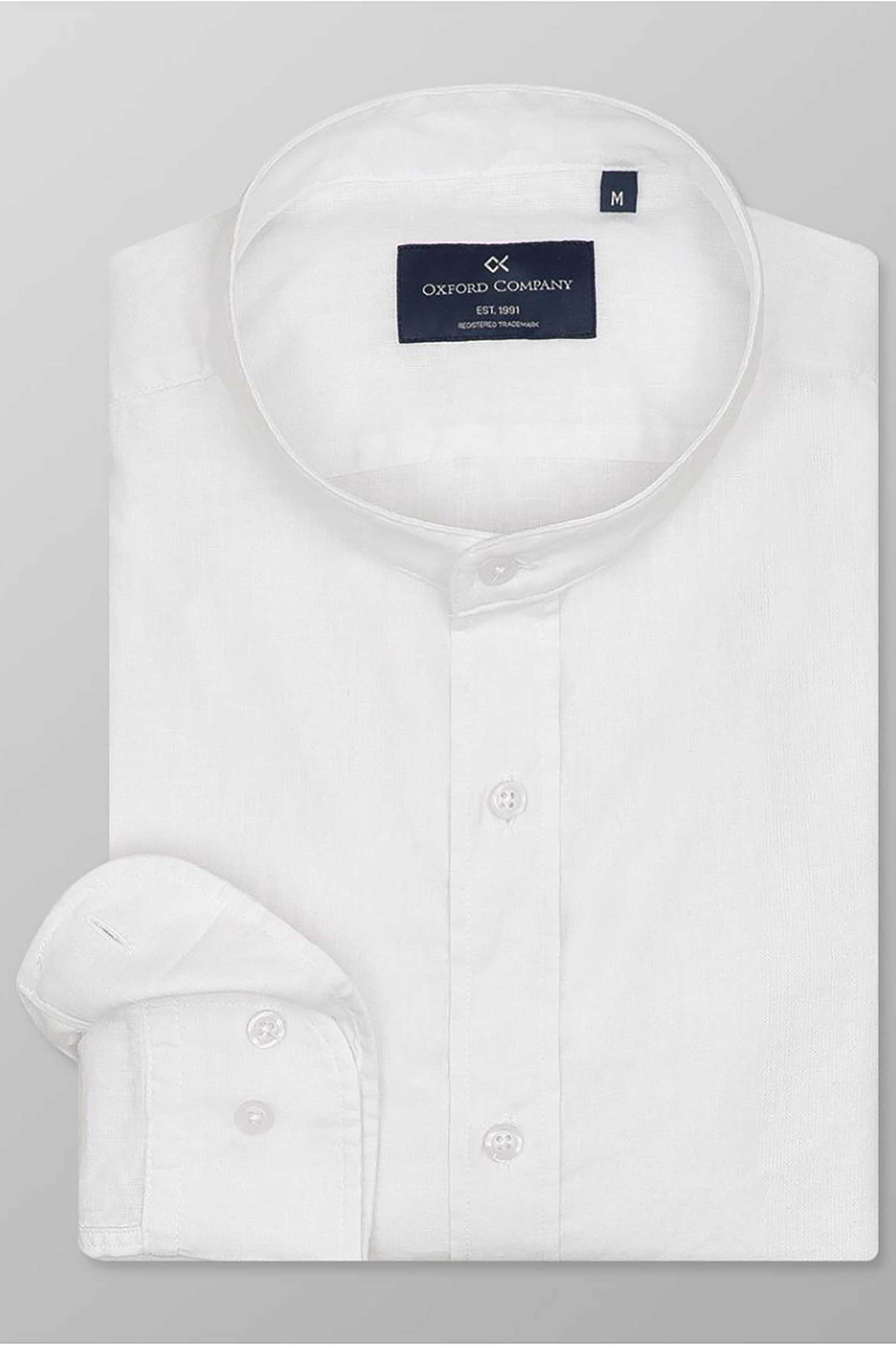 Oxford Company ανδρικό πουκάμισο sport με μάο γιακά μονόχρωμο Regular Fit - L210-MZ20.01 Λευκό