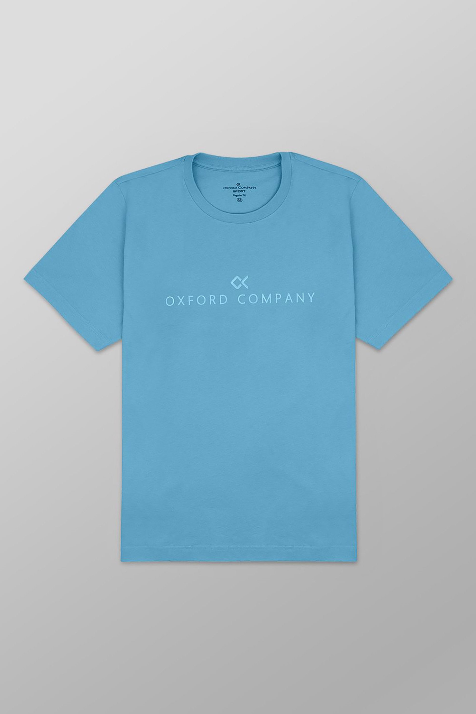 Oxford Company ανδρικό T-shirt μονόχρωμο με κεντημένο λογότυπο Regular Fit - K501-MZ20.11 Τυρκουάζ