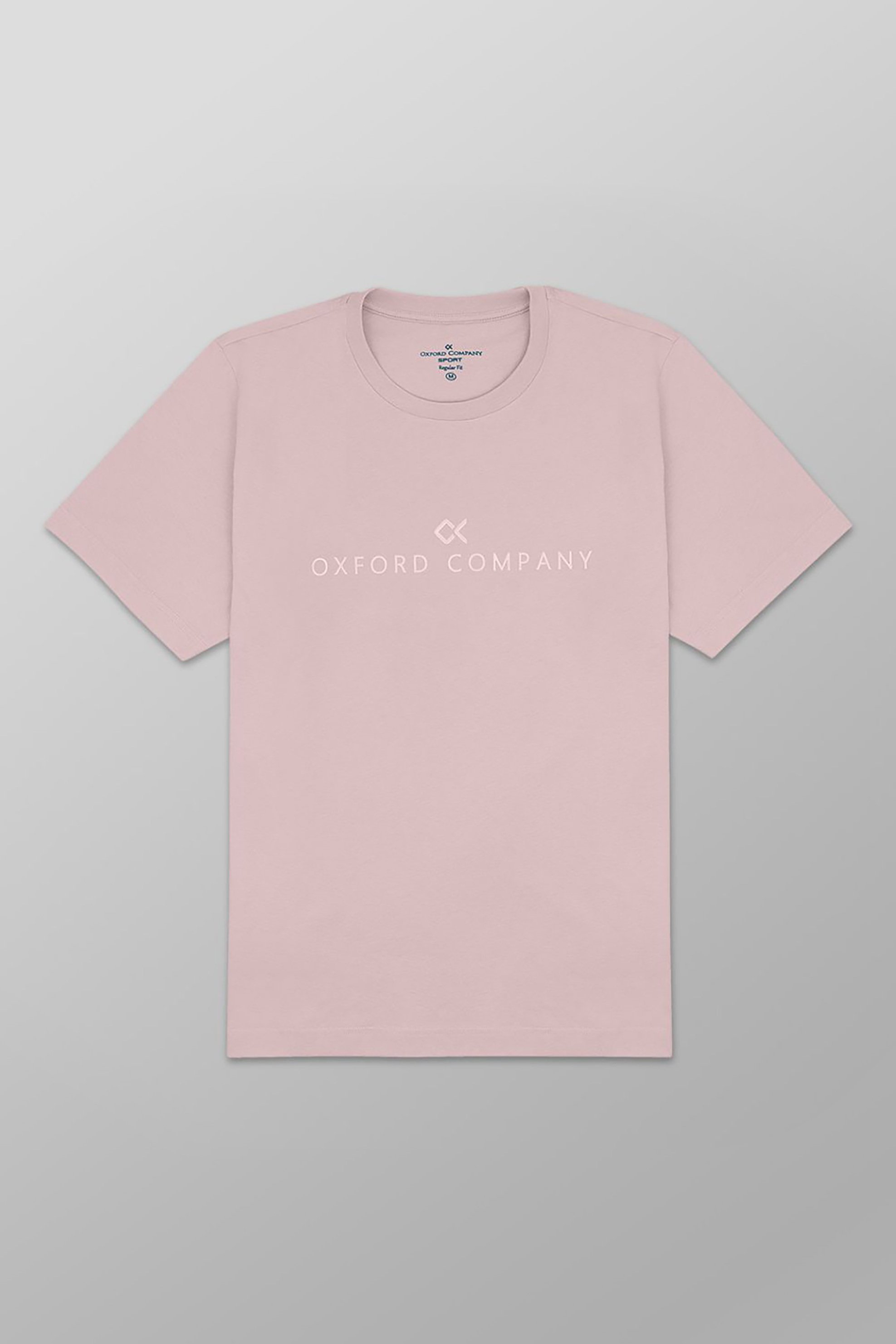 Oxford Company ανδρικό T-shirt μονόχρωμο με κεντημένο λογότυπο Regular Fit - K501-MZ20.35 Ροζ