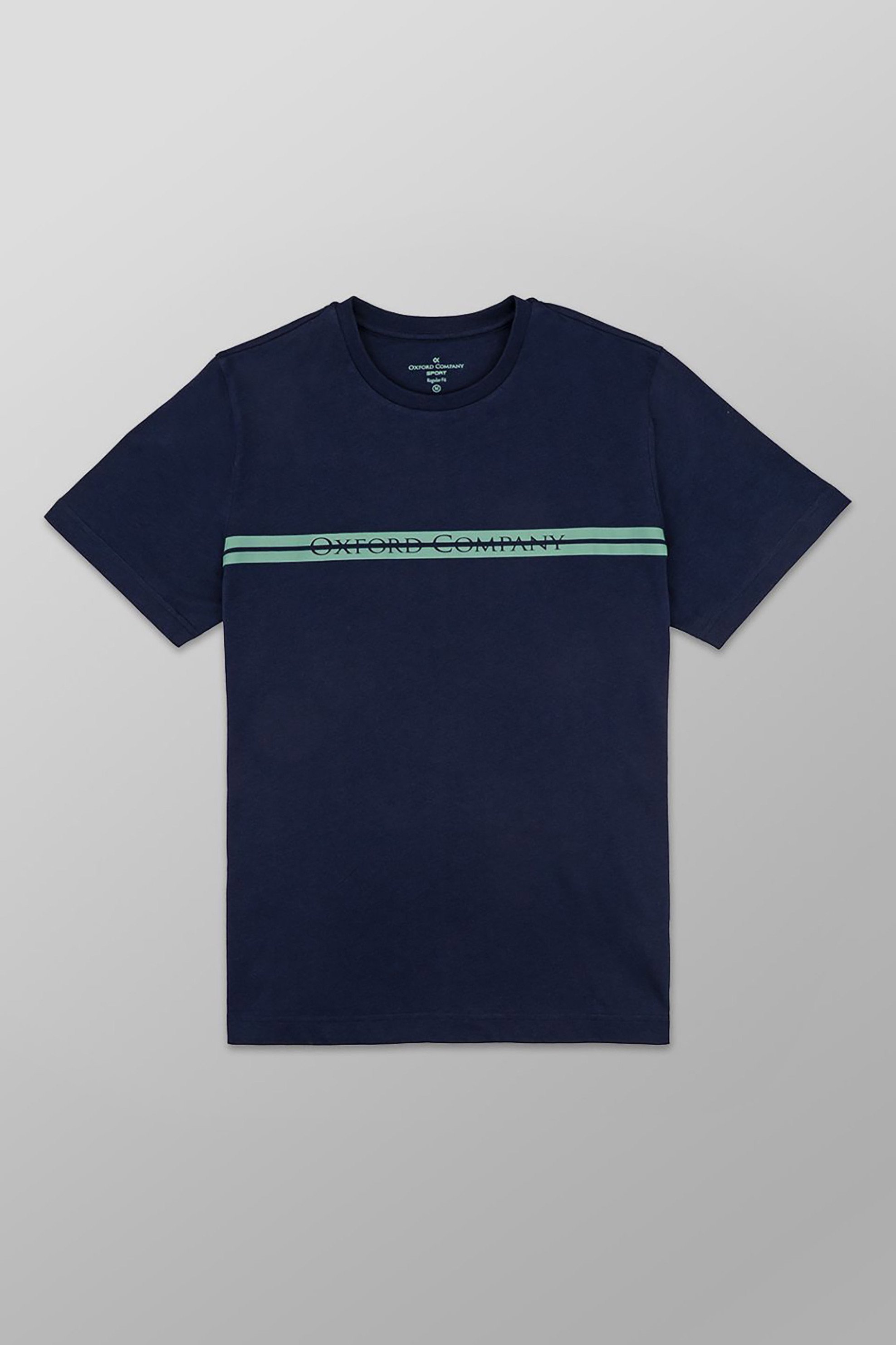 Oxford Company ανδρικό T-shirt μονόχρωμο με λογότυπο Regular Fit - K502-MZ20.17 Μπλε Σκούρο