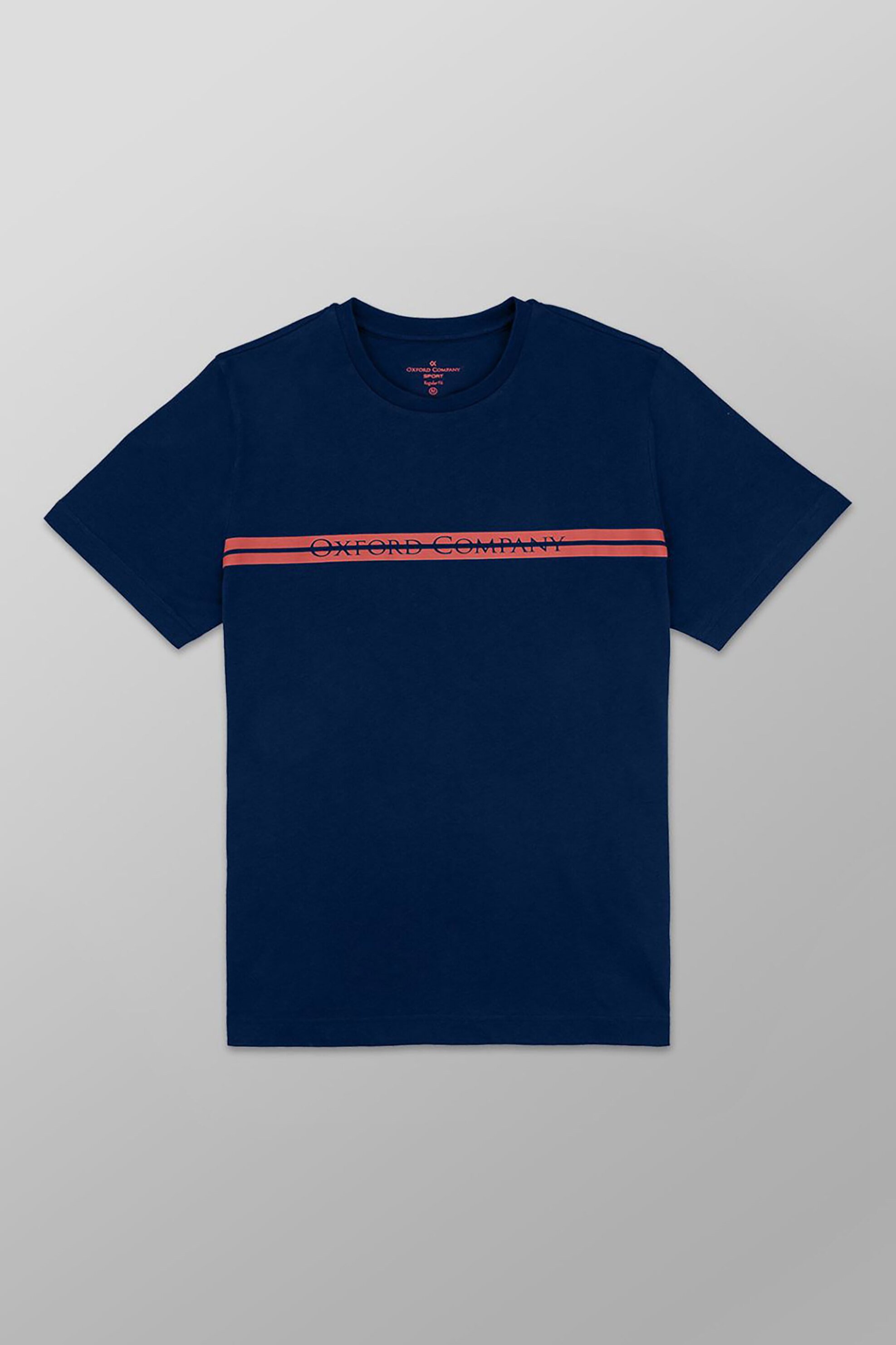 Oxford Company ανδρικό T-shirt μονόχρωμο με λογότυπο Regular Fit - K502-MZ20.29 Μπλε