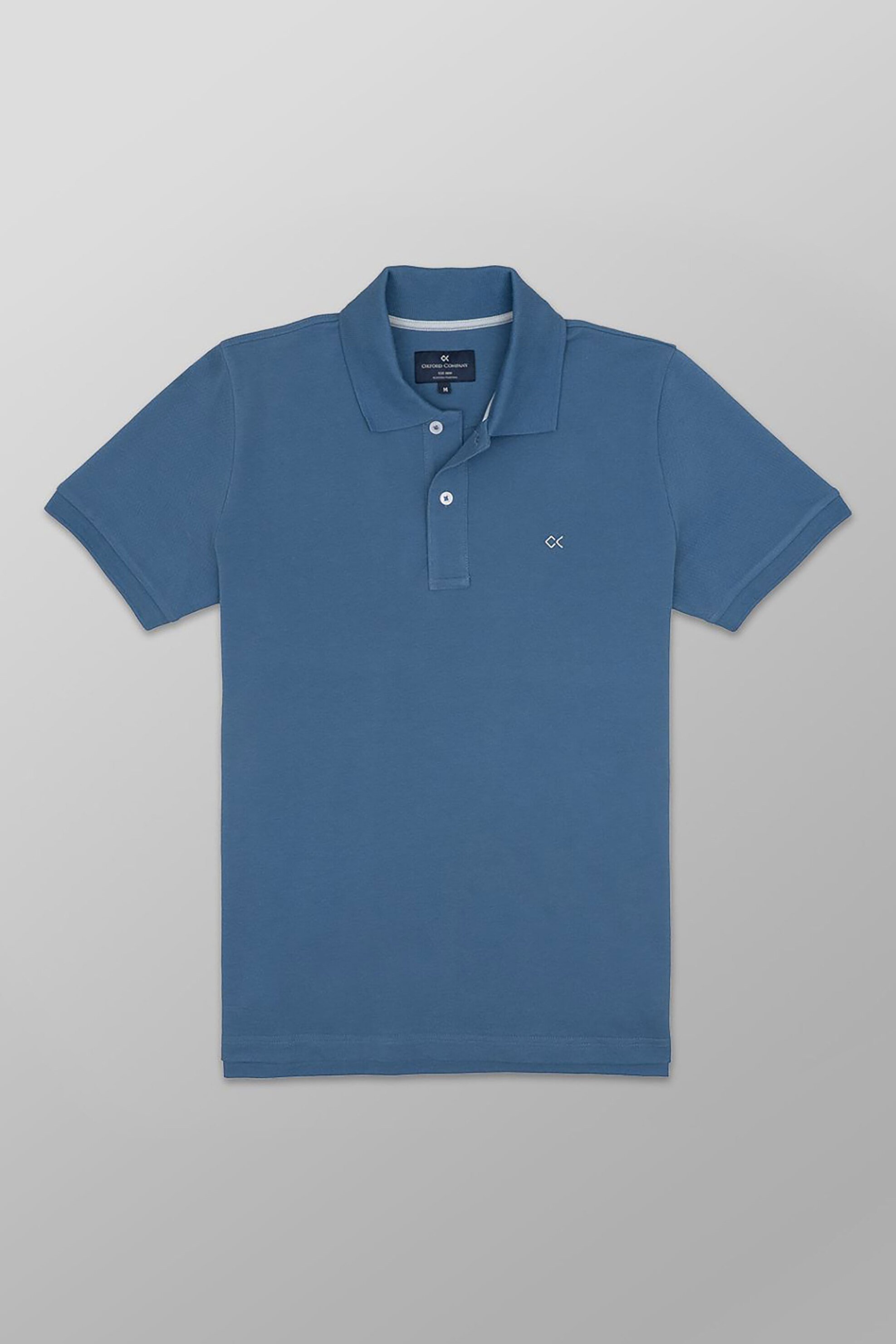 OXFORD COMPANY Oxford Company ανδρική μπλούζα πόλο πικέ μονόχρωμη με κεντημένο λογότυπο Slim Fit - P513-PZ00.16 Μπλε