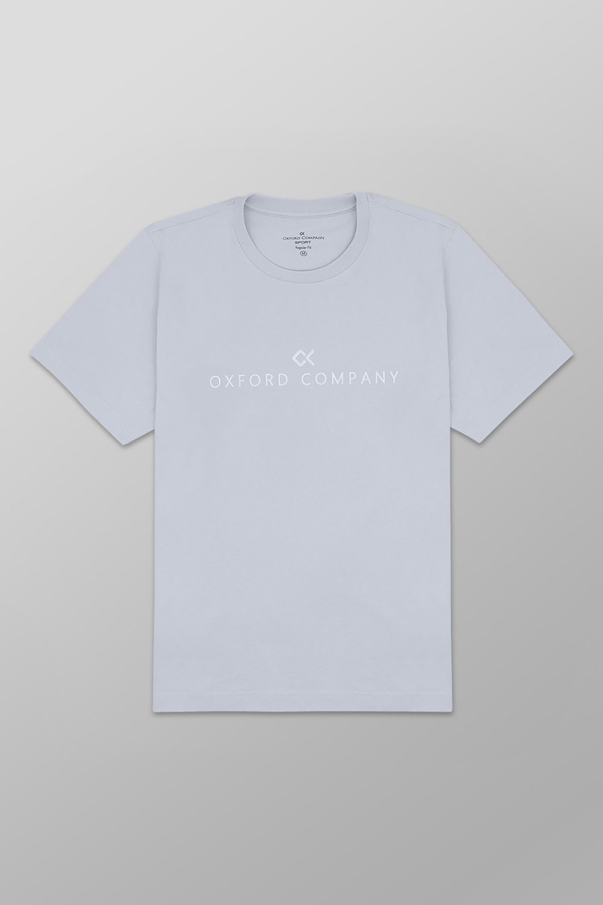 Oxford Company ανδρικό T-shirt μονόχρωμο με κεντημένο λογότυπο Regular Fit - K501-MZ20.12 Γκρι Ανοιχτό