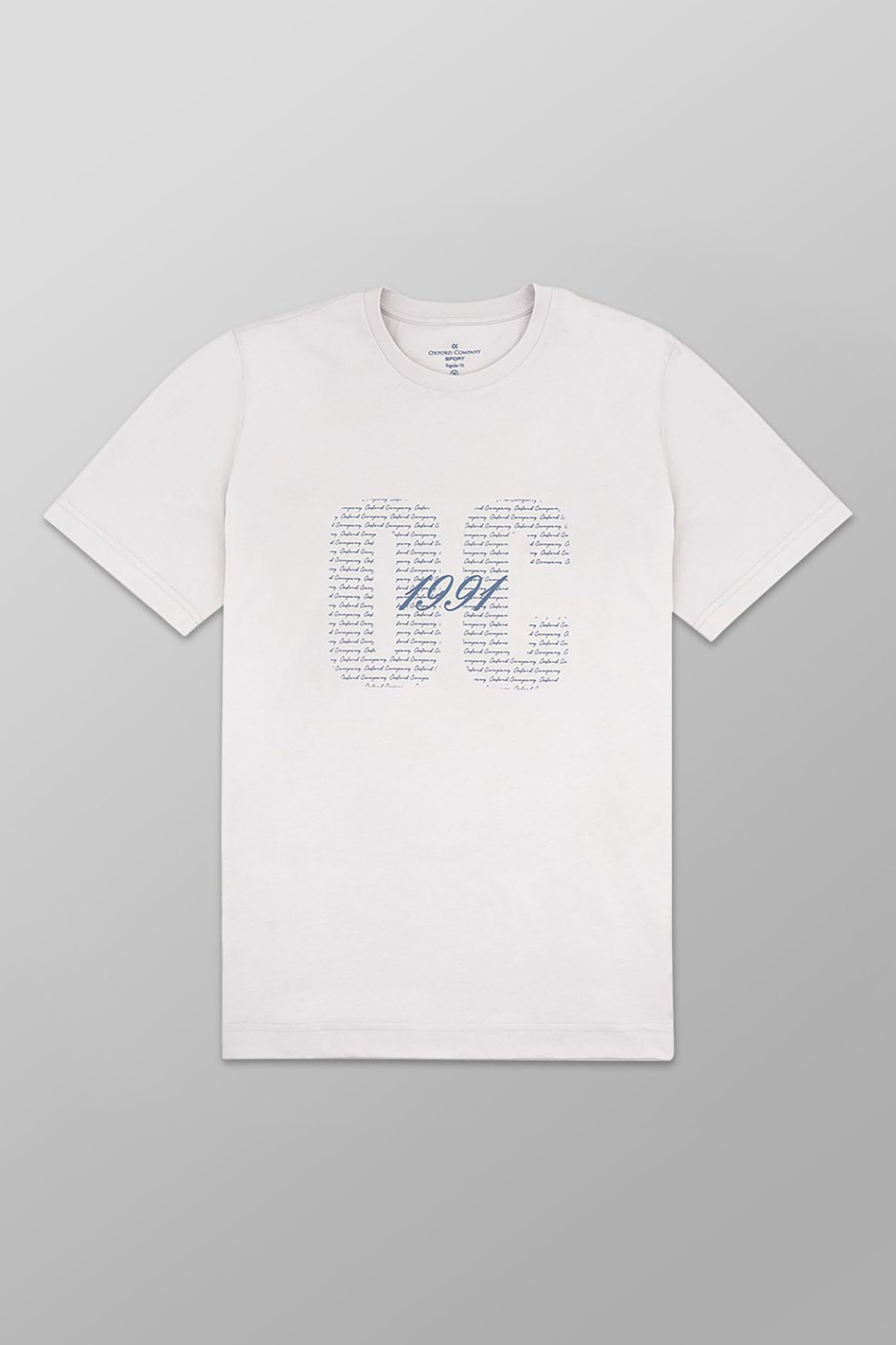 Oxford Company Ανδρικό T-Shirt Μονόχρωμο με Λογότυπο Και Print Regular Fit - K503-Mz20 21 Γκρι Ανοιχτό