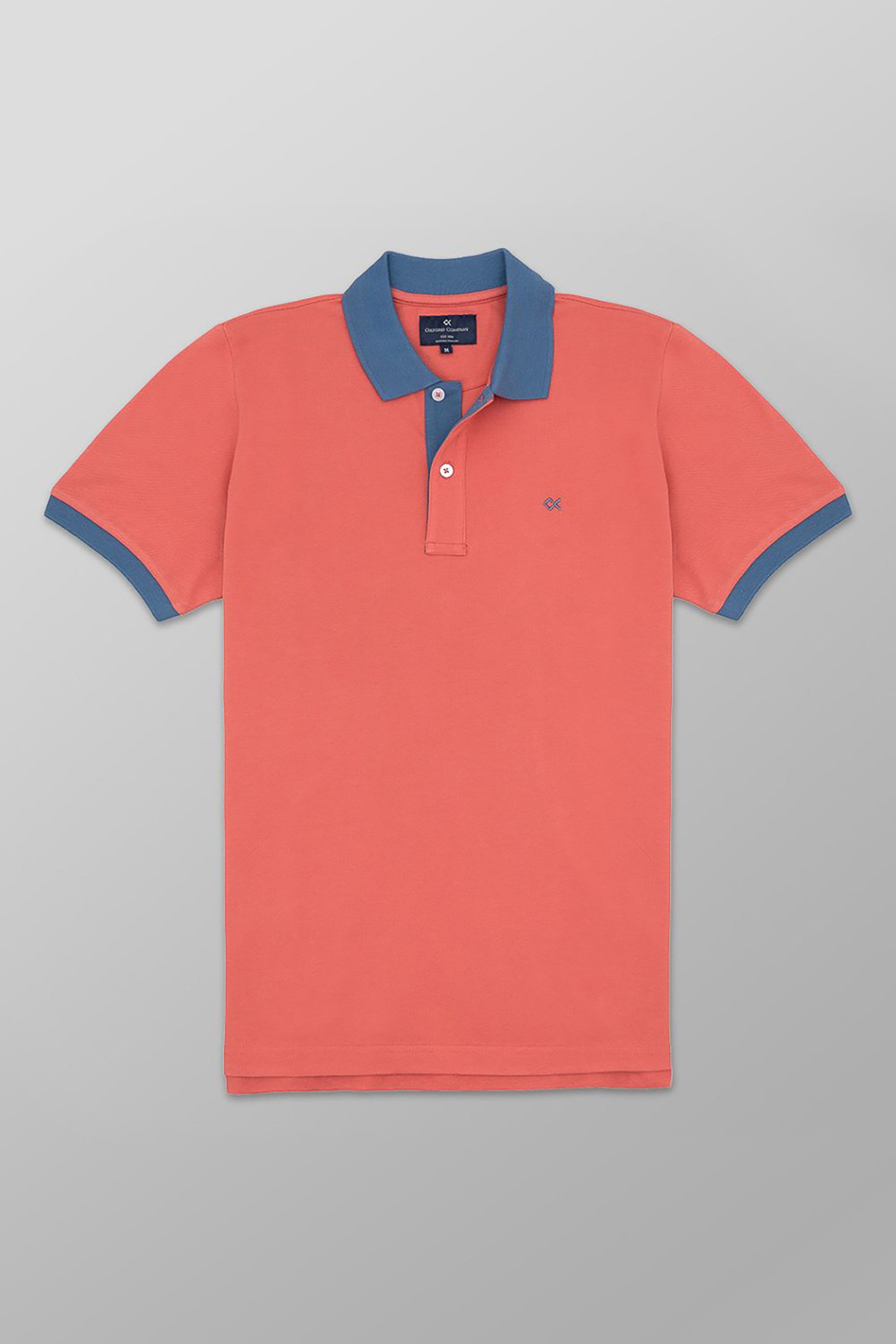 OXFORD COMPANY Oxford Company ανδρική μπλούζα πόλο πικέ δίχρωμη με κεντημένο λογότυπο Regular Fit - P516-PZ00.32 Πορτοκαλί