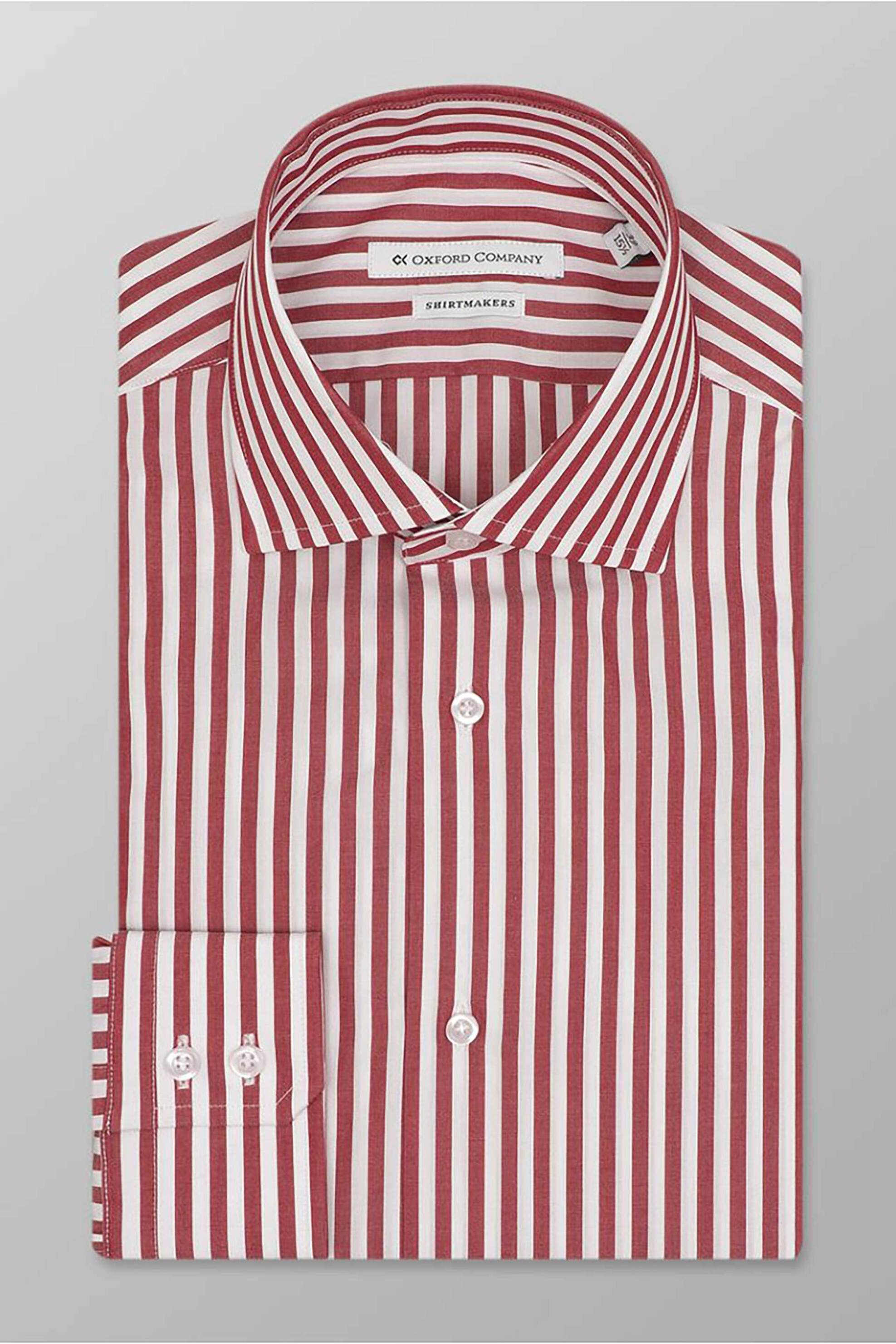 Oxford Company Ανδρικό Classic Πουκάμισο Ριγέ Slim Fit Club - M920Nry21 02 Μπορντό