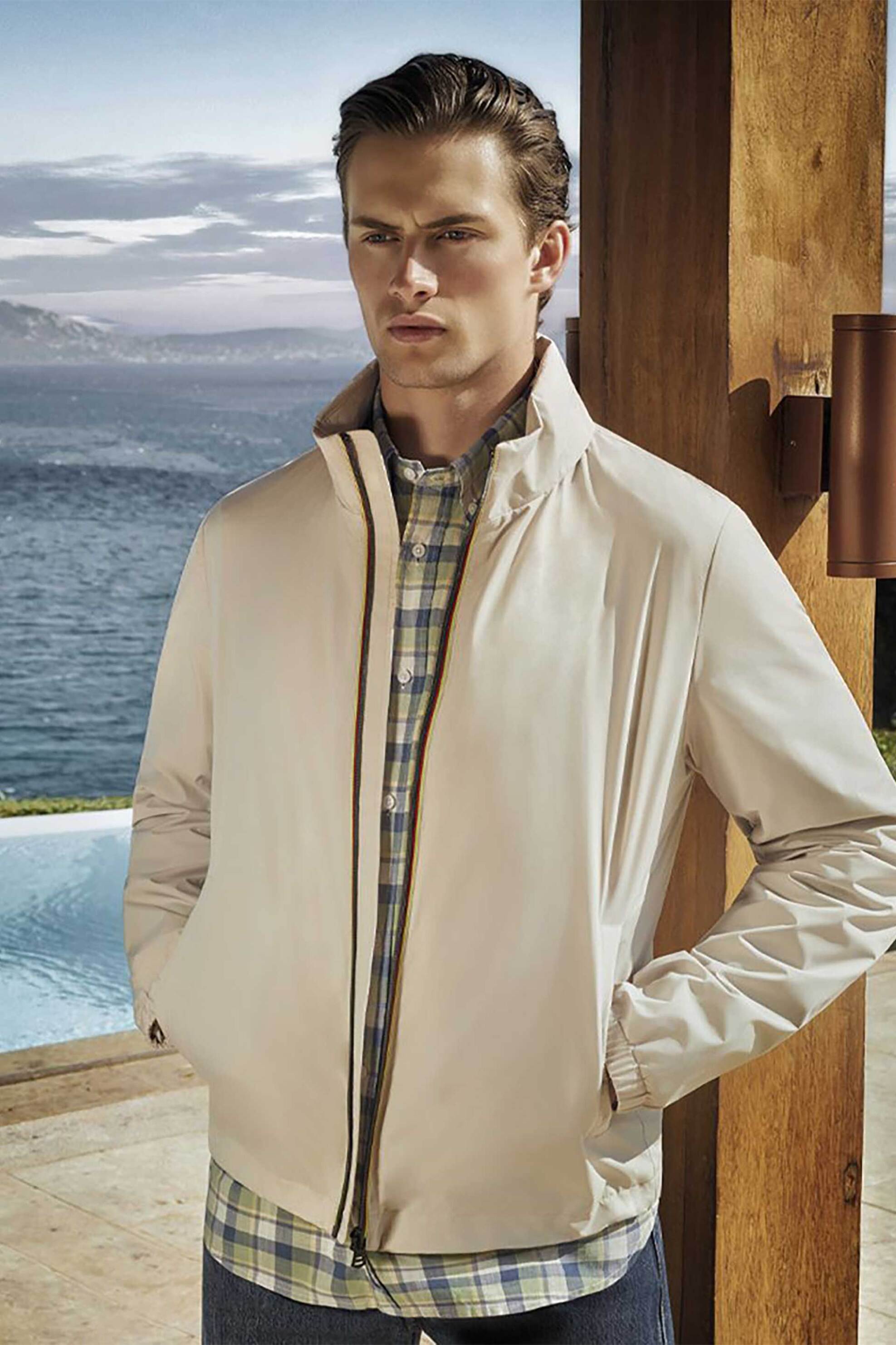 Oxford Company ανδρικό jacket μονόχρωμο - A410-JZ80.02 Μπεζ