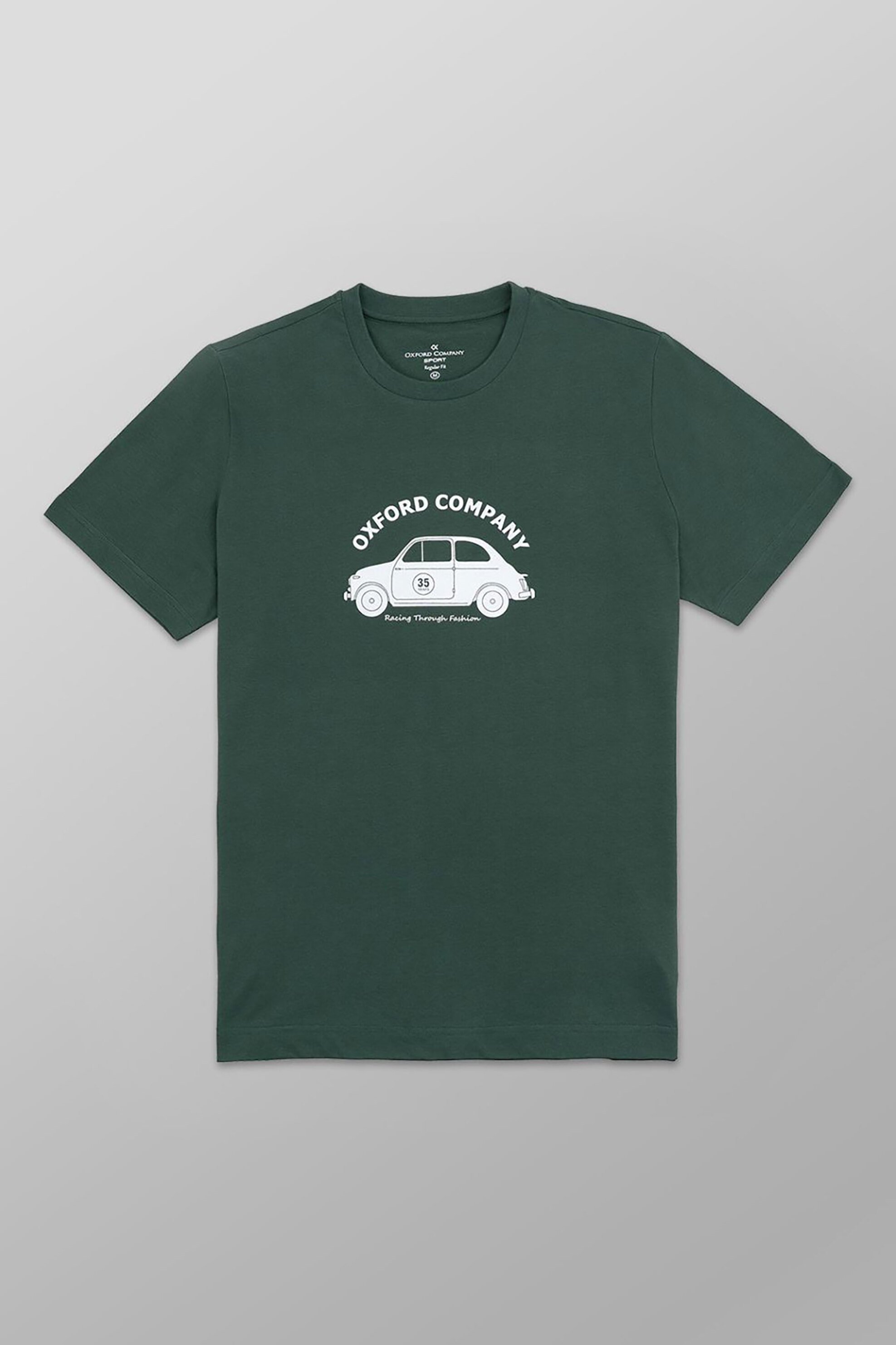 Oxford Company Ανδρικό T-Shirt Μονόχρωμο με Λογότυπο Και Print Regular Fit - K505-Mz20 09 Πράσινο Σκούρο