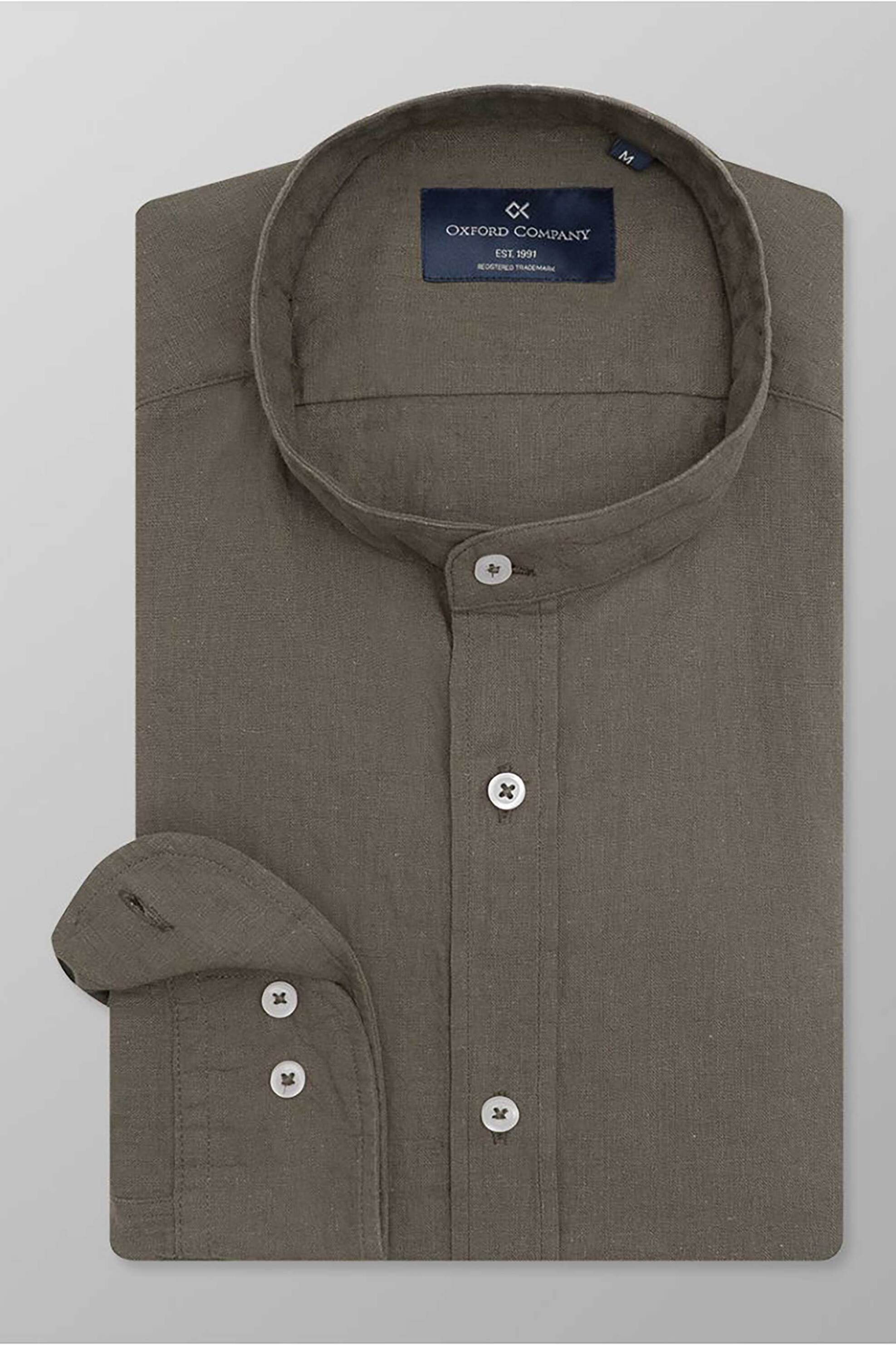 Oxford Company ανδρικό sport πουκάμισο button down μονόχρωμο Regular Fit - L210-MZ20.05 Λαδί