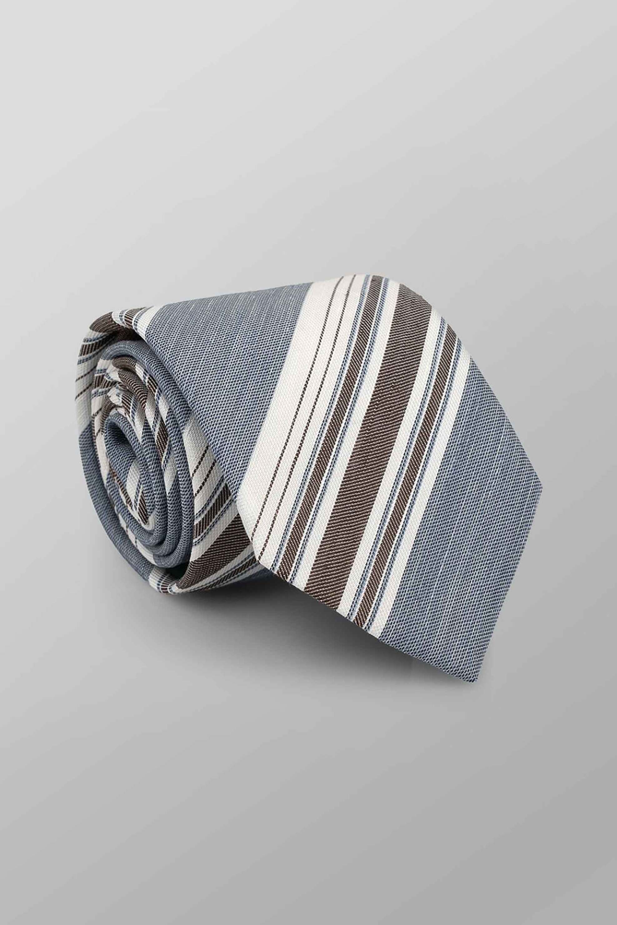 Oxford Company ανδρική μεταξωτή γραβάτα με ριγέ σχέδιο Regular Fit - TIE63-200.02 Γκρι