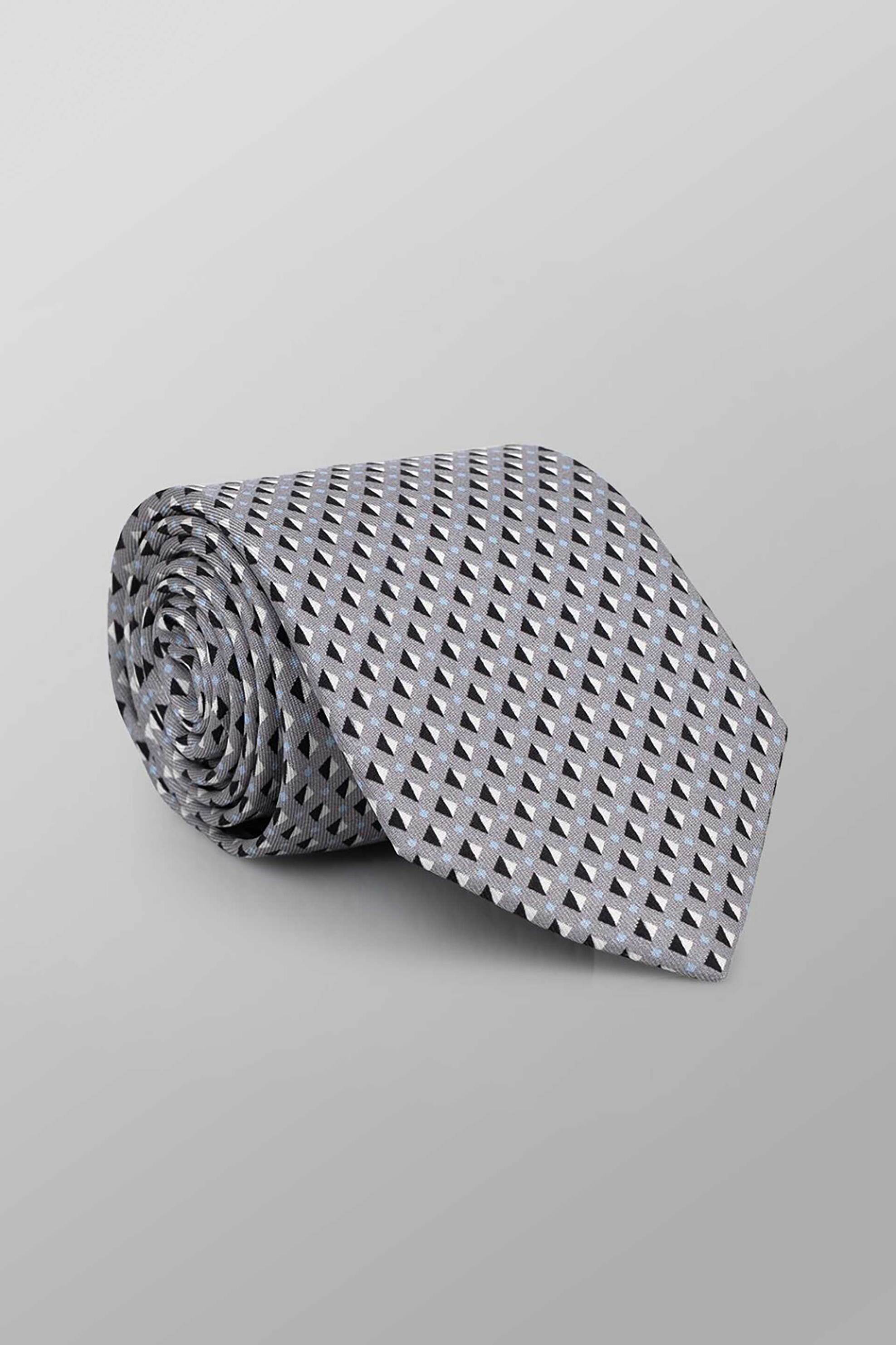 Oxford Company ανδρική μεταξωτή γραβάτα με all-over print Regular Fit - TIE63-408.05 Γκρι