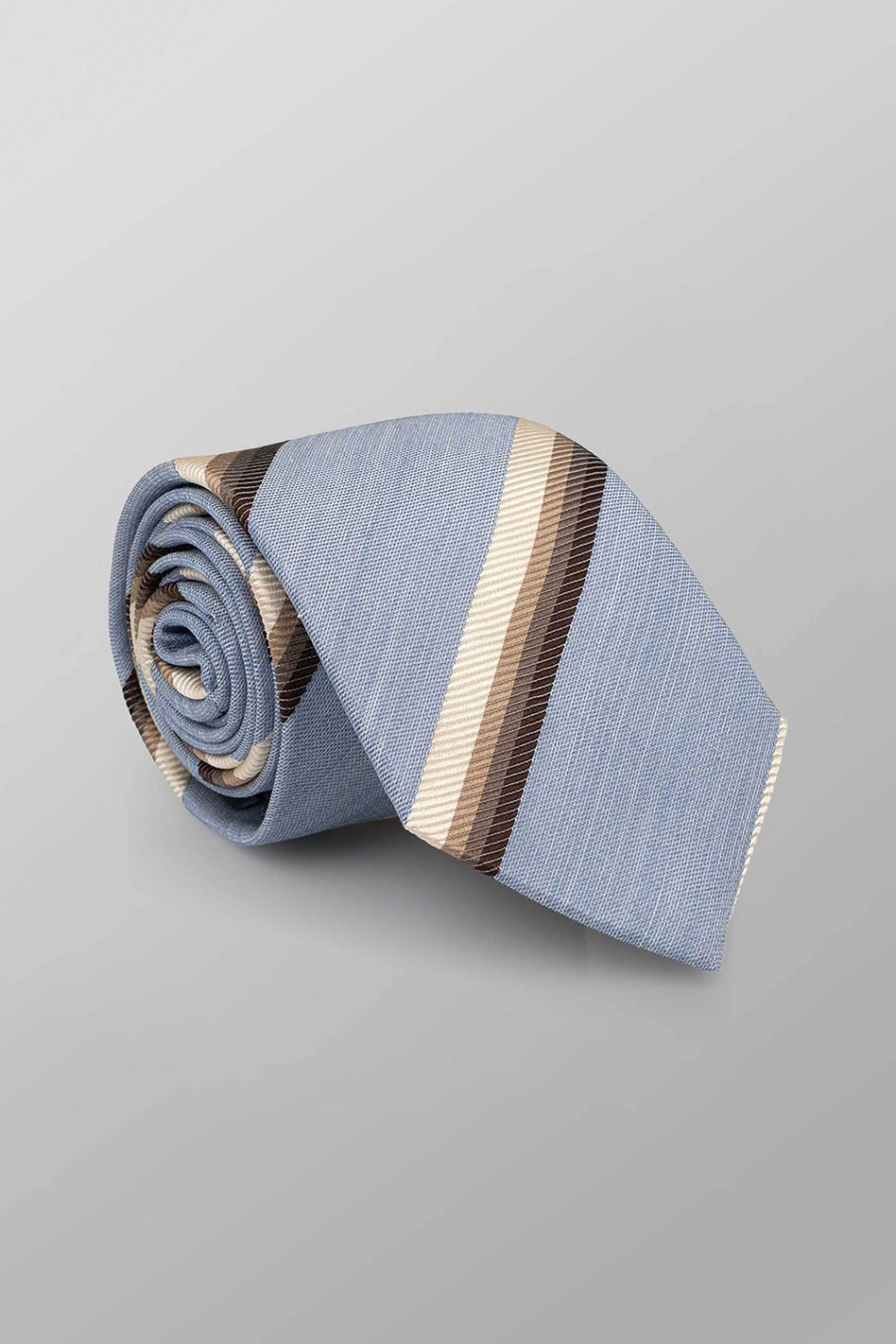 Oxford Company ανδρική μεταξωτή γραβάτα με ριγέ σχέδιο Regular Fit - TIE63-201.01 Γαλάζιο