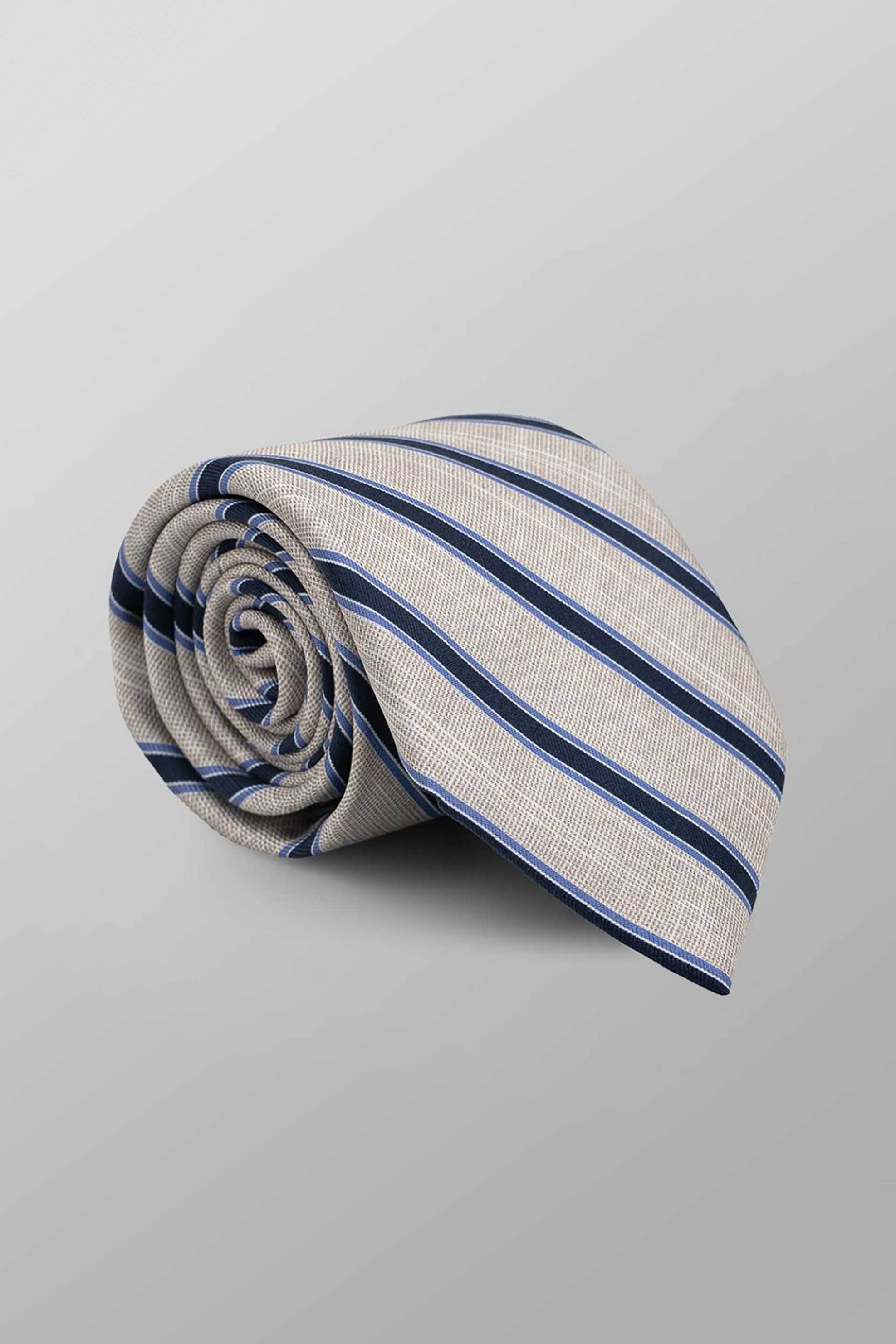 Oxford Company ανδρική μεταξωτή γραβάτα με ριγέ σχέδιο Regular Fit - TIE63-202.03 Γκρι