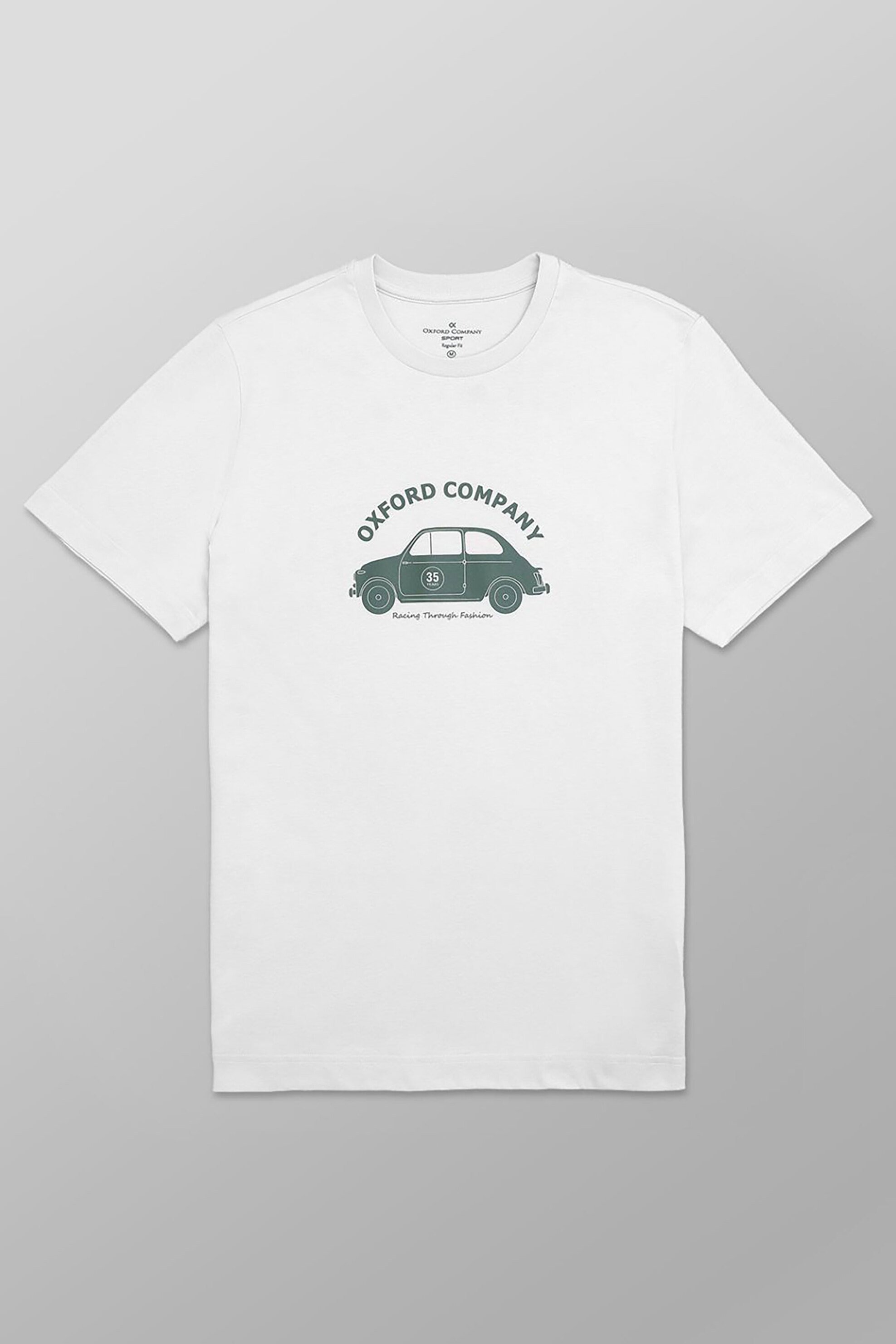 Oxford Company ανδρικό T-shirt μονόχρωμο με λογότυπο και print Regular Fit - K505-MZ20.13 Λευκό