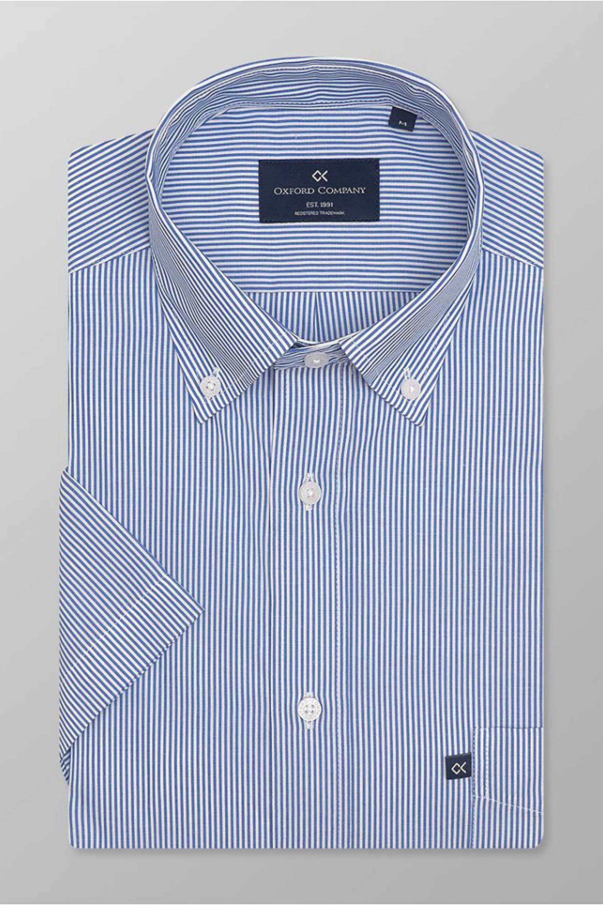Oxford Company ανδρικό sport πουκάμισο button down ριγέ Regular Fit - M125-BZ30.01 Μπλε