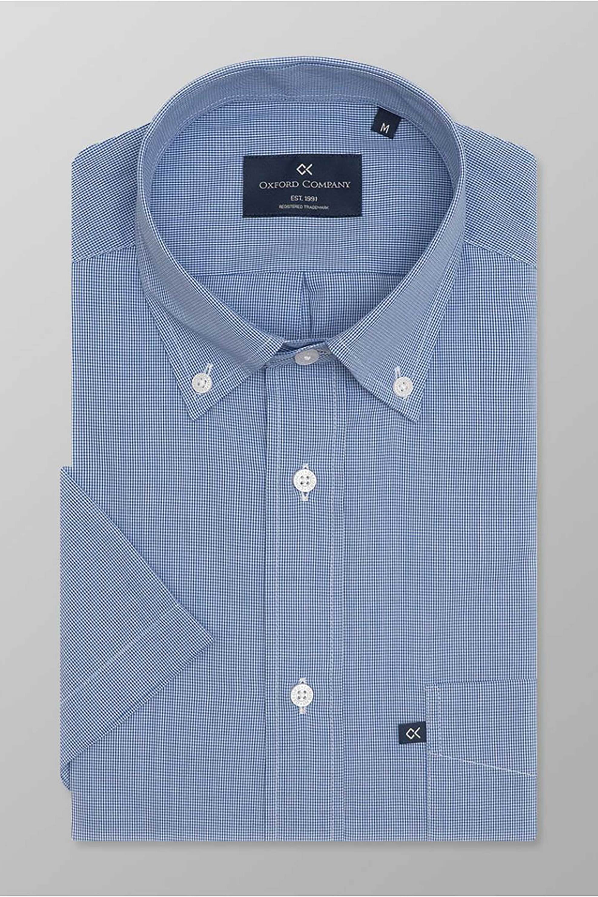 Oxford Company ανδρικό sport πουκάμισο button down μονόχρωμο Regular Fit - M134-BZ30.01 Μπλε
