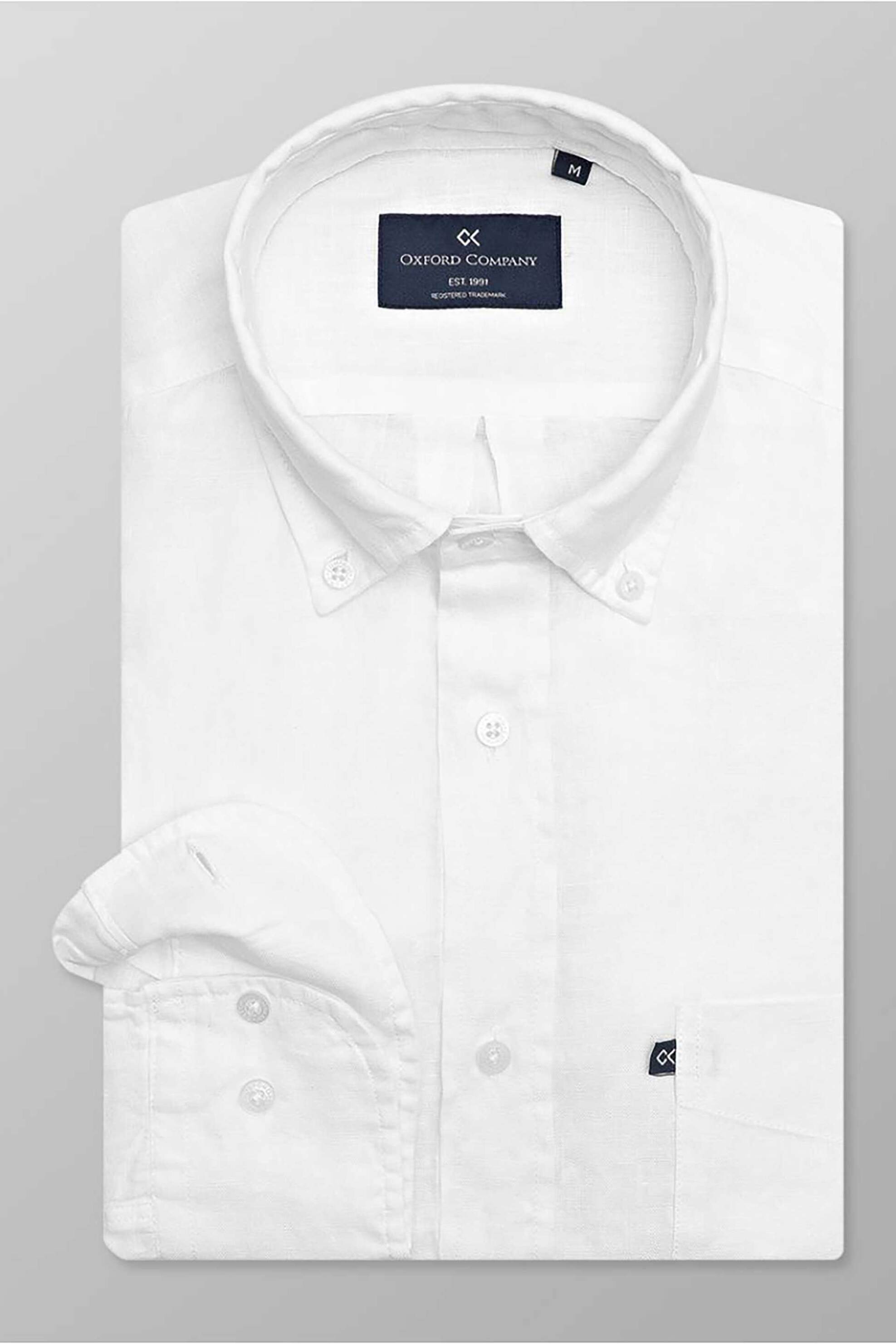Oxford Company ανδρικό sport πουκάμισο button down μονόχρωμο Regular Fit - L214-BZ10.01 Λευκό