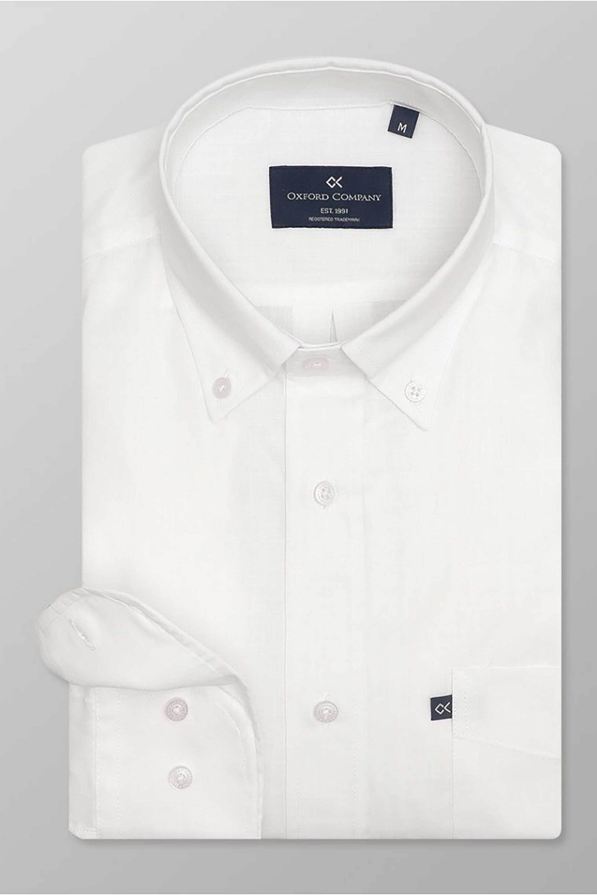 Oxford Company ανδρικό sport πουκάμισο button down μονόχρωμο Regular Fit - F110-BZ10.01 Λευκό