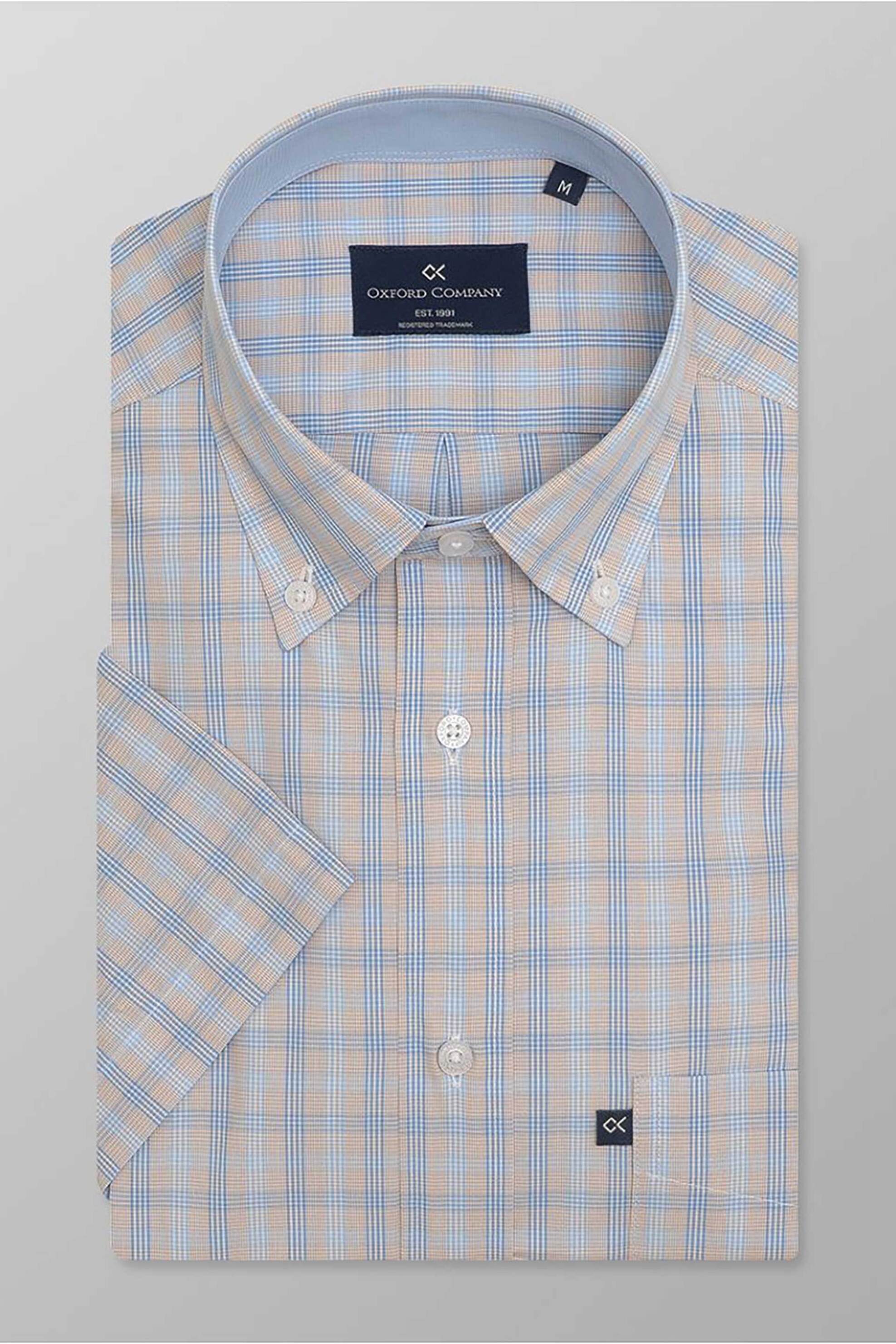 Oxford Company ανδρικό sport πουκάμισο button down ριγέ Regular Fit - M130-BZ30.01 Μπλε
