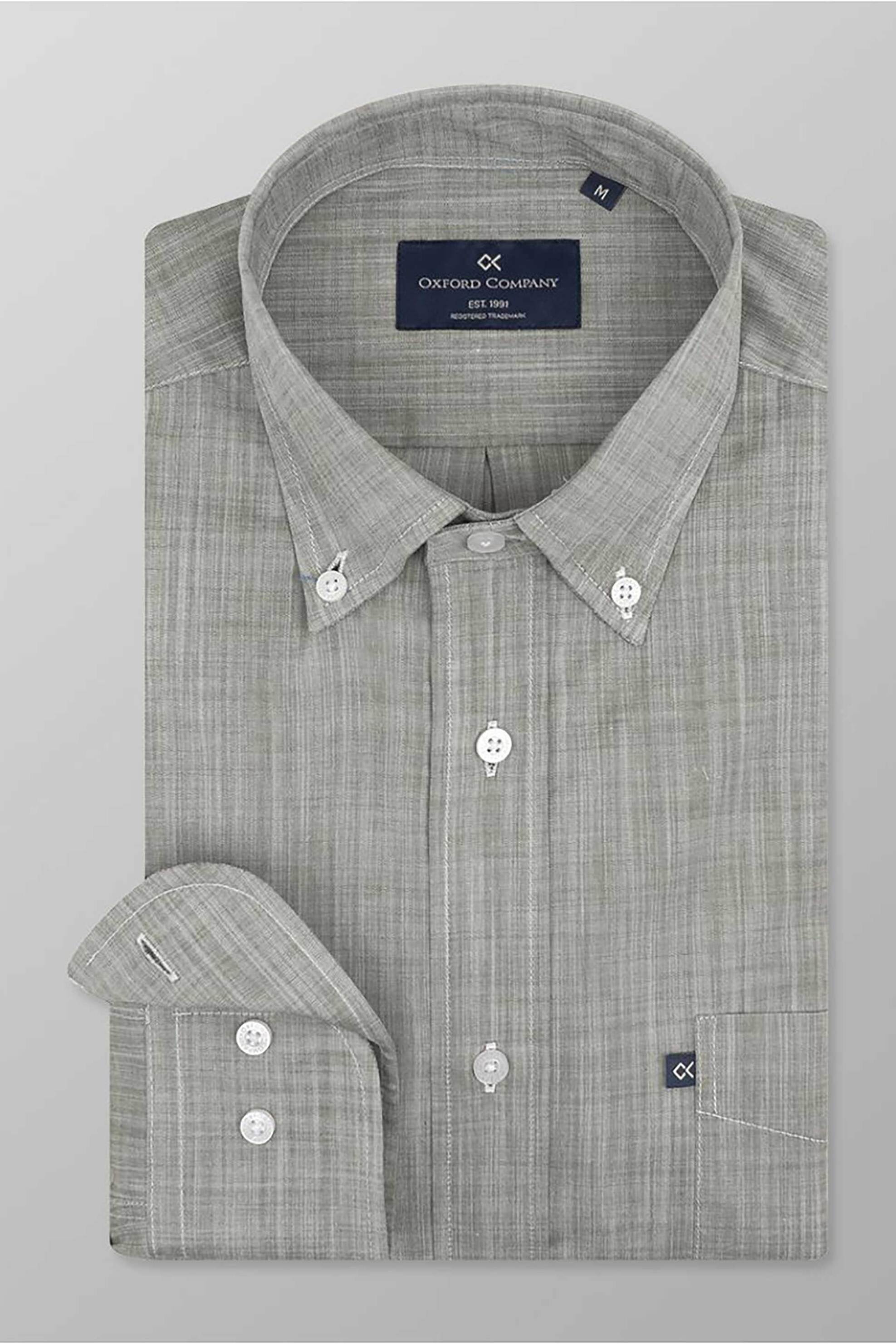 Oxford Company ανδρικό sport πουκάμισο button down μονόχρωμο Regular Fit - F110-BZ10.09 Πράσινο Σκούρο