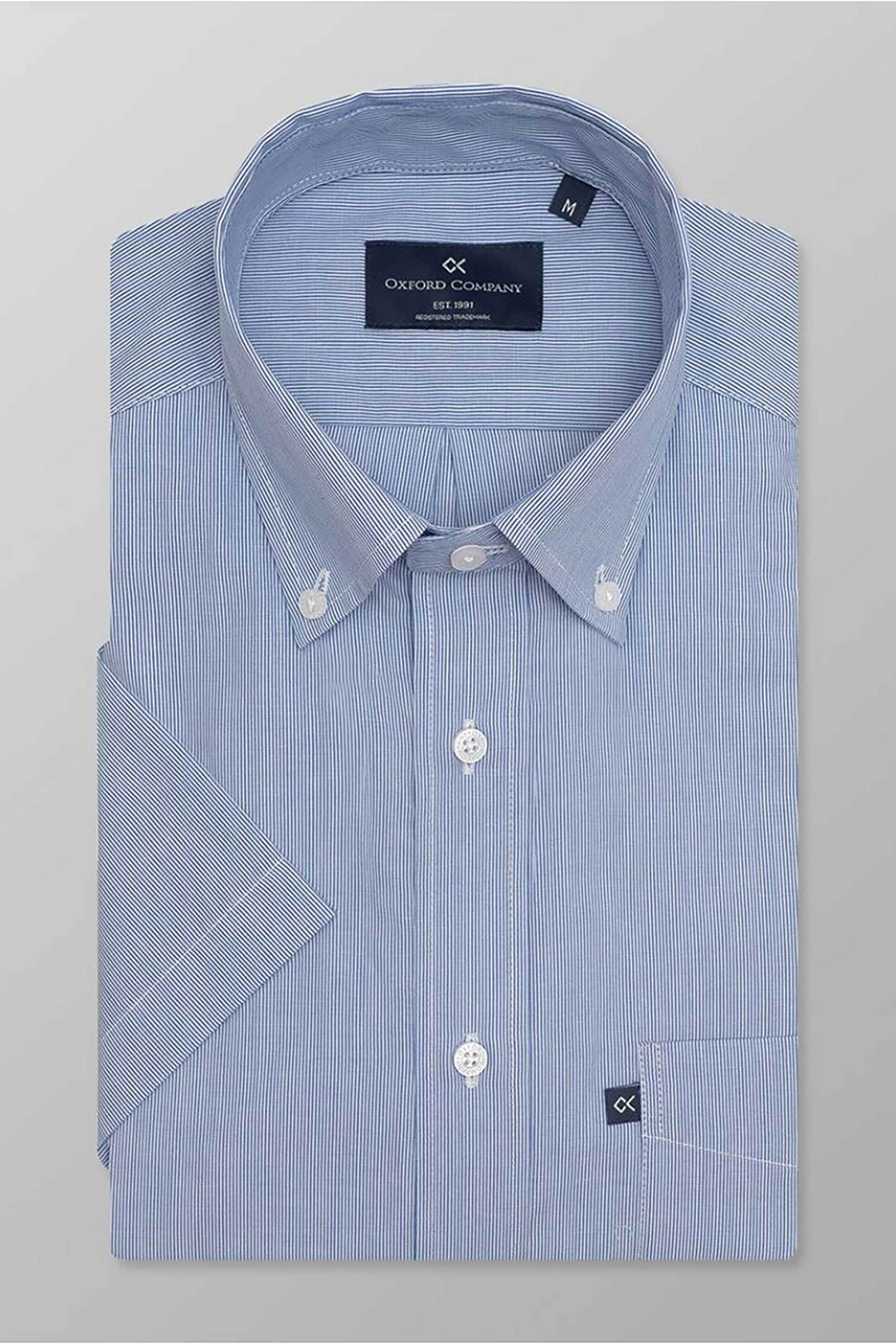 Oxford Company ανδρικό sport πουκάμισο button down ριγέ Regular Fit - M124-BZ30.01 Μπλε