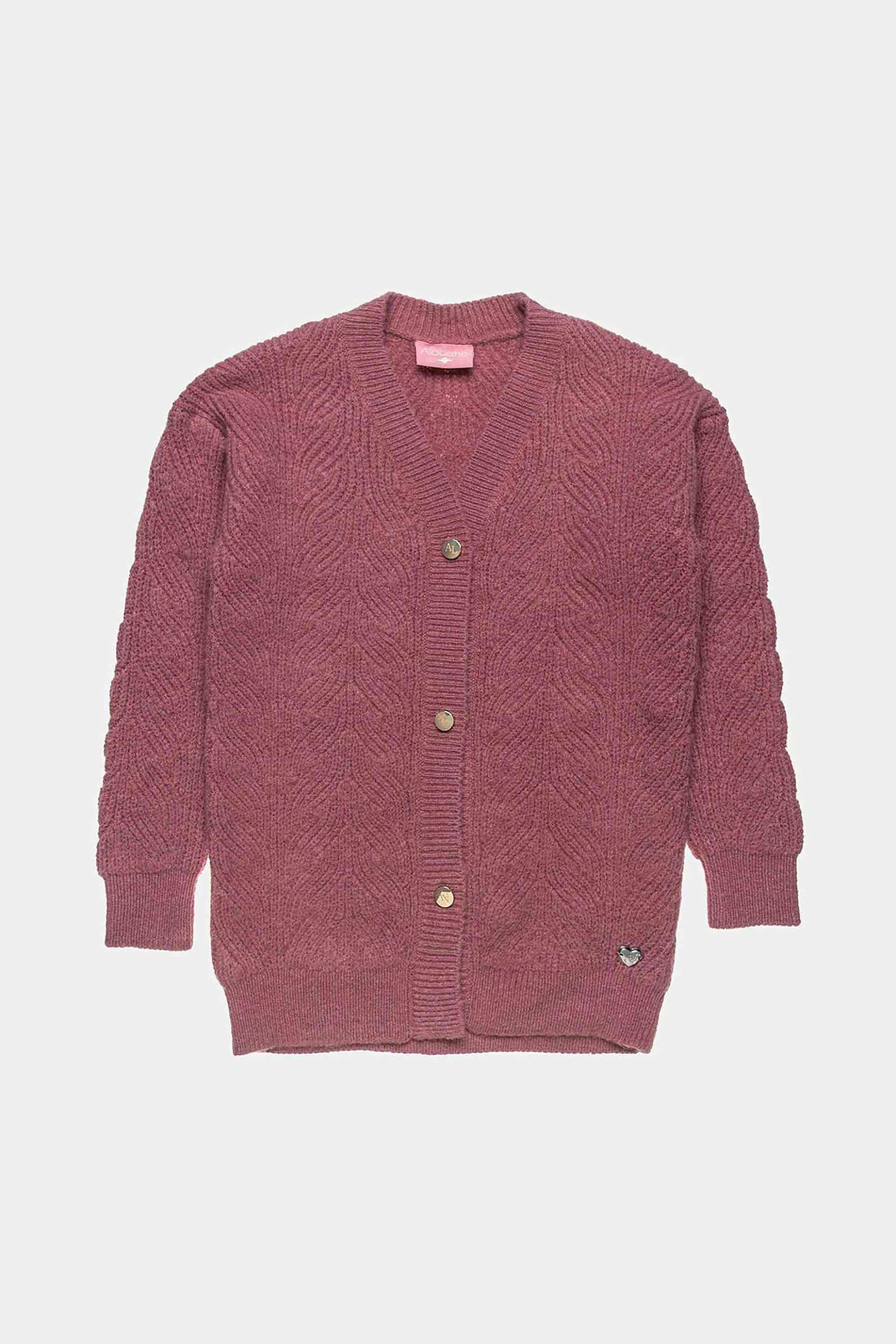 ALOUETTE Alouette παιδική πλεκτή ζακέτα με σχέδιο στην πλέξη - 00961623 Ροζ