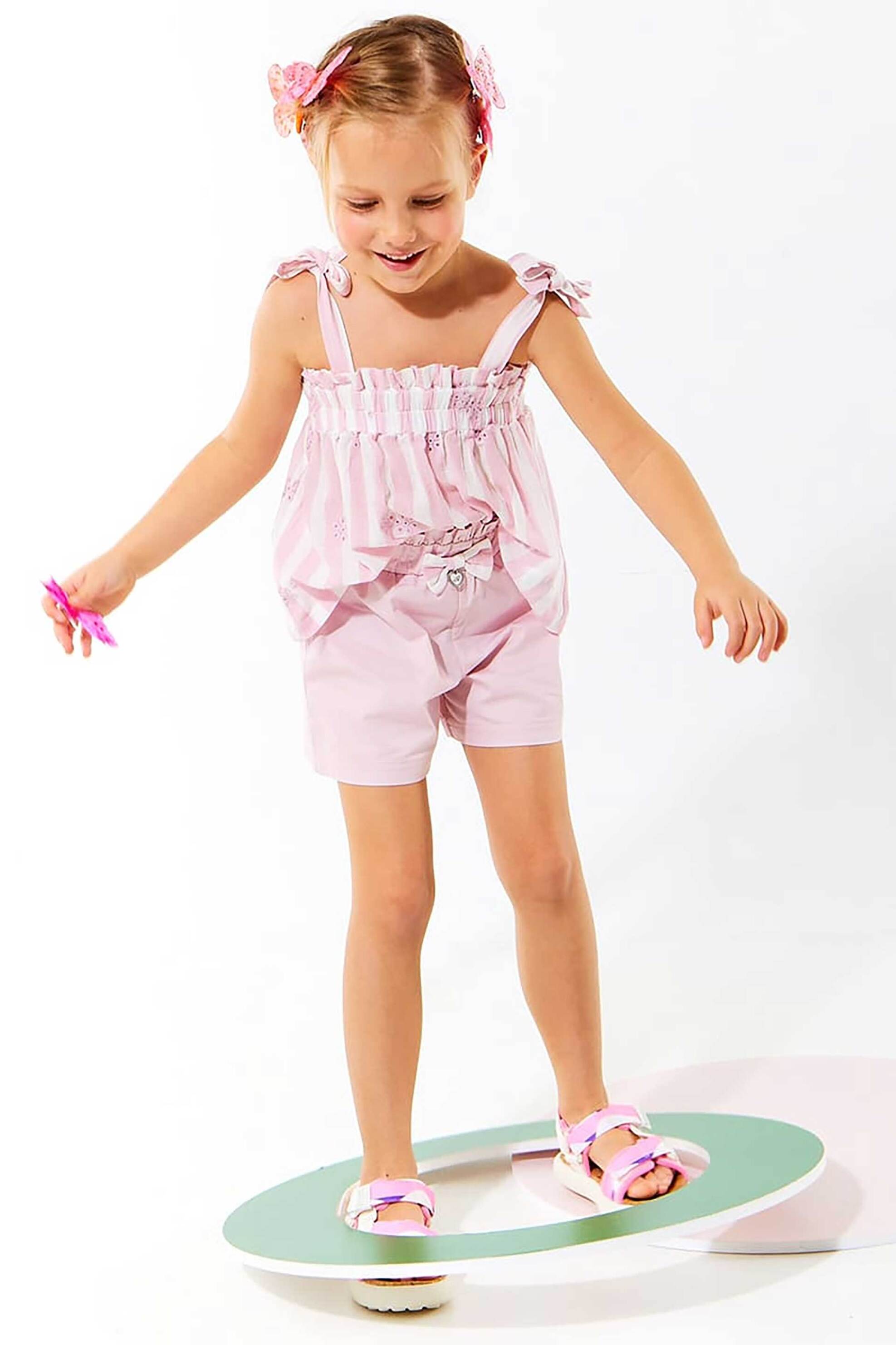 Alouette βρεφικό σετ με κέντημα μπλούζα φούστα και ασορτί κορδέλα - 00270712 Ροζ