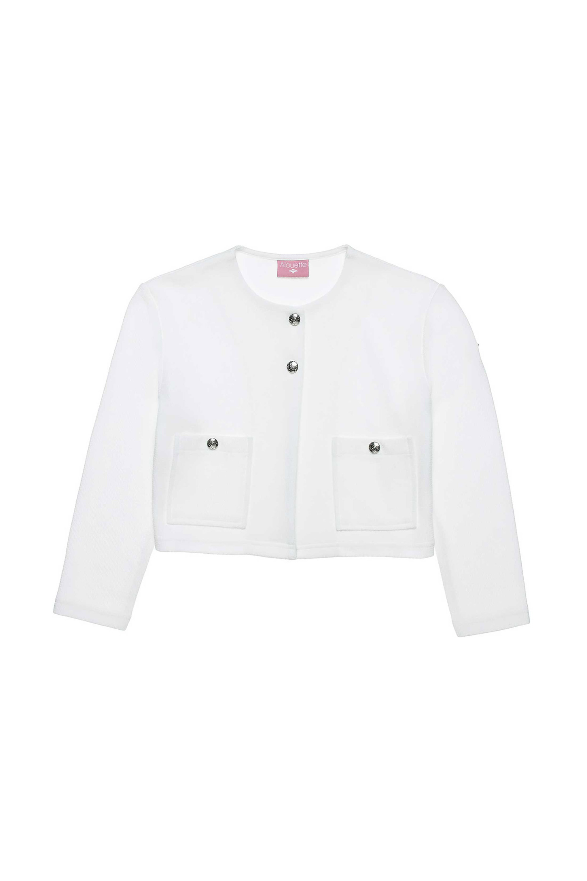 Alouette παιδική ζακέτα με τσέπες και μεταλλικά κουμπιά (6-14 ετών) - 00961680 Λευκό