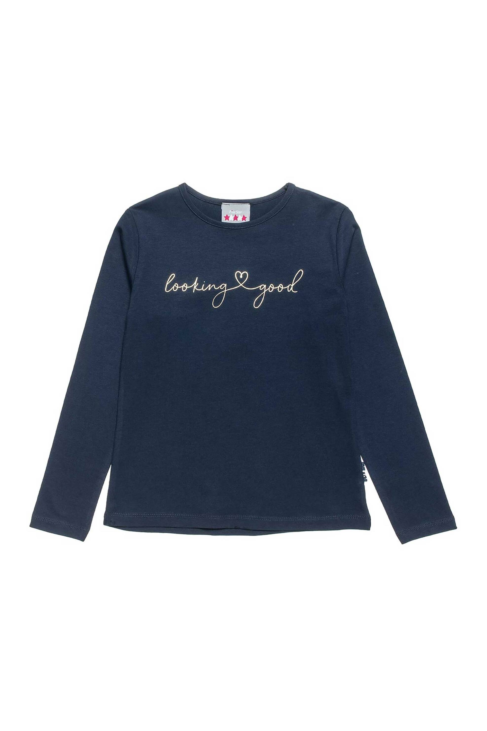 Alouette παιδική μπλούζα με μεταλλιζέ τύπωμα - 00922883 Μπλε Σκούρο