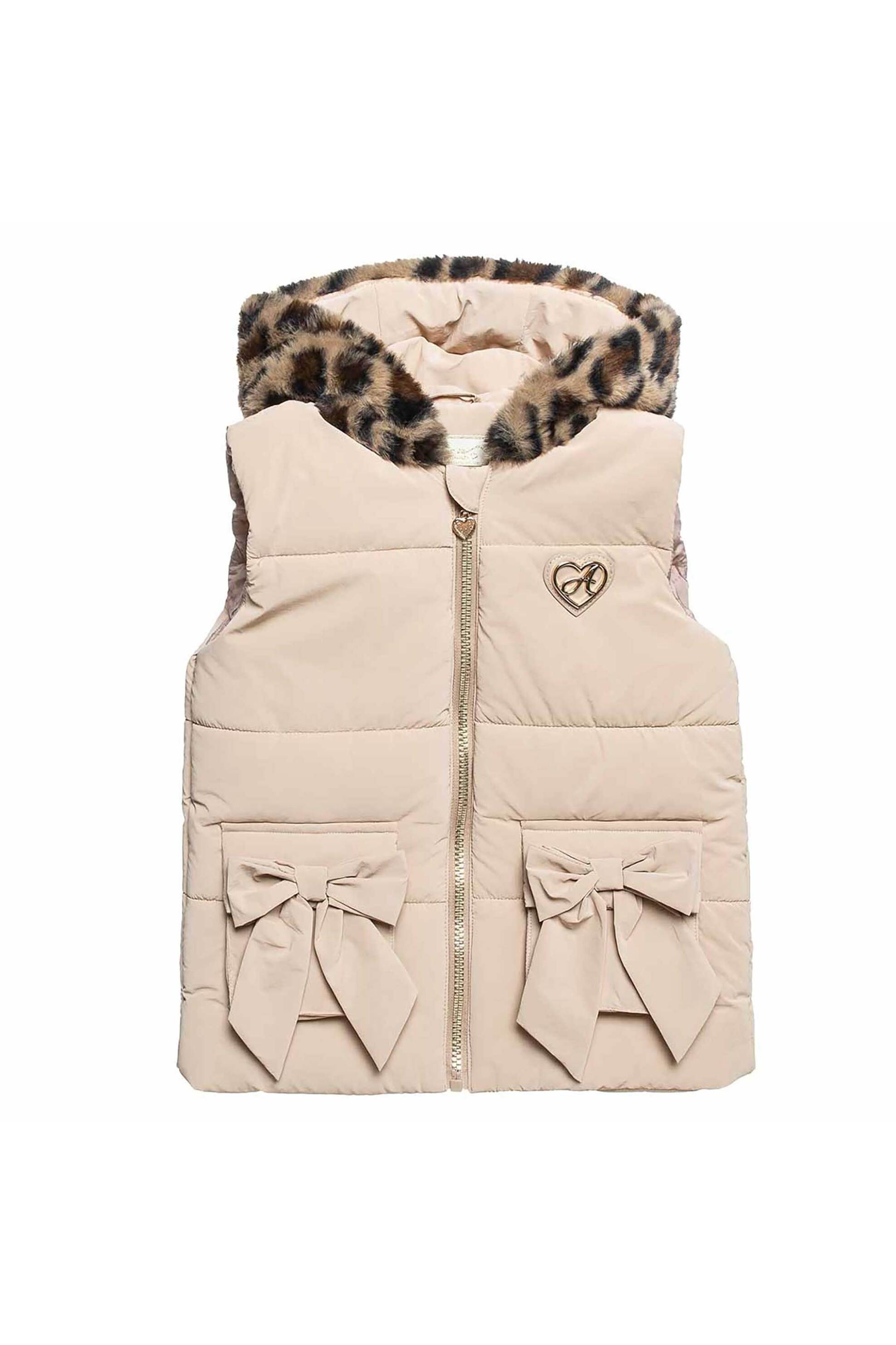 ALOUETTE Alouette παιδικό αμάνικο μπουφάν με καπιτονέ σχέδιο και κουκούλα - 00251602 Μπεζ