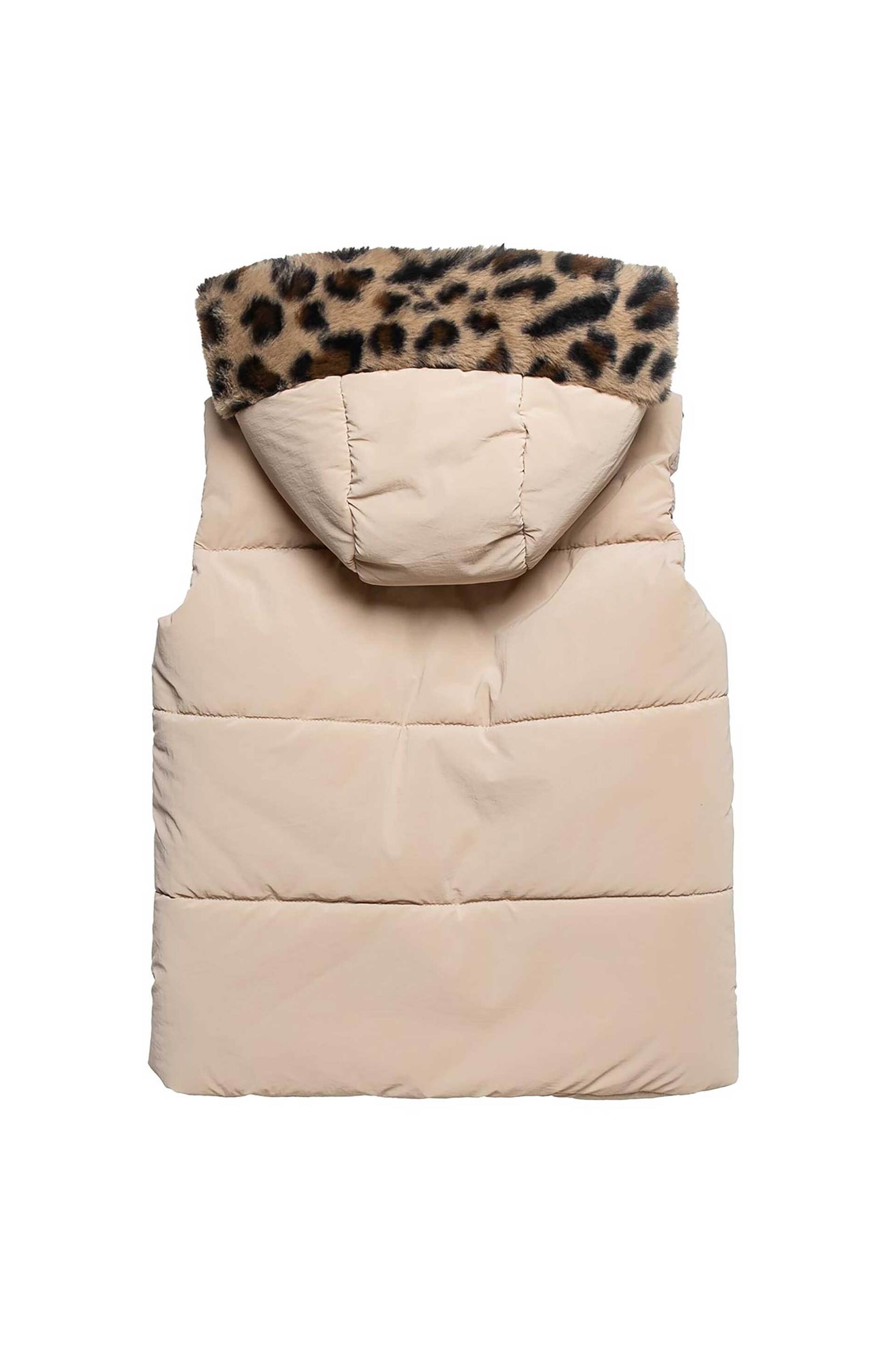 Alouette παιδικό αμάνικο μπουφάν με καπιτονέ σχέδιο και κουκούλα - 00251602 Μπεζ φωτογραφία