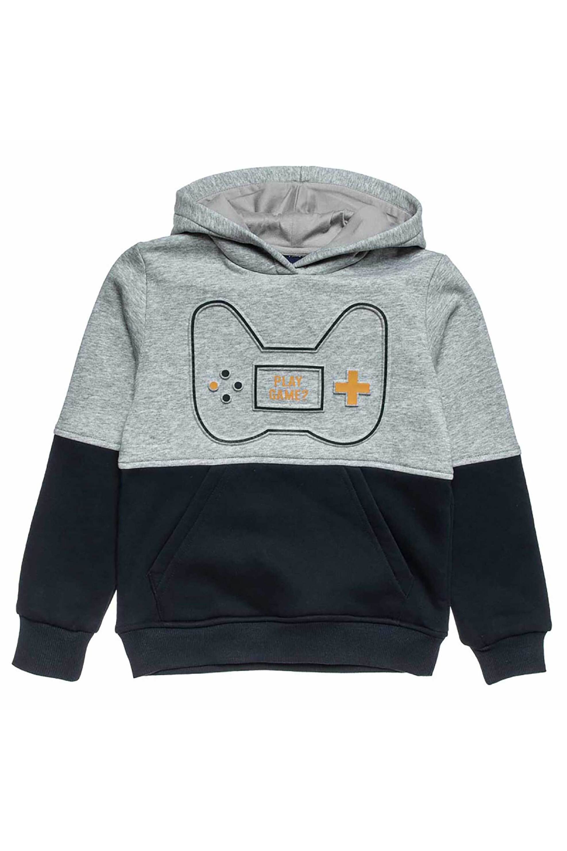 Alouette παιδική μπλούζα φούτερ με print και κουκούλα (6-14 ετών) - 00922862 Γκρι