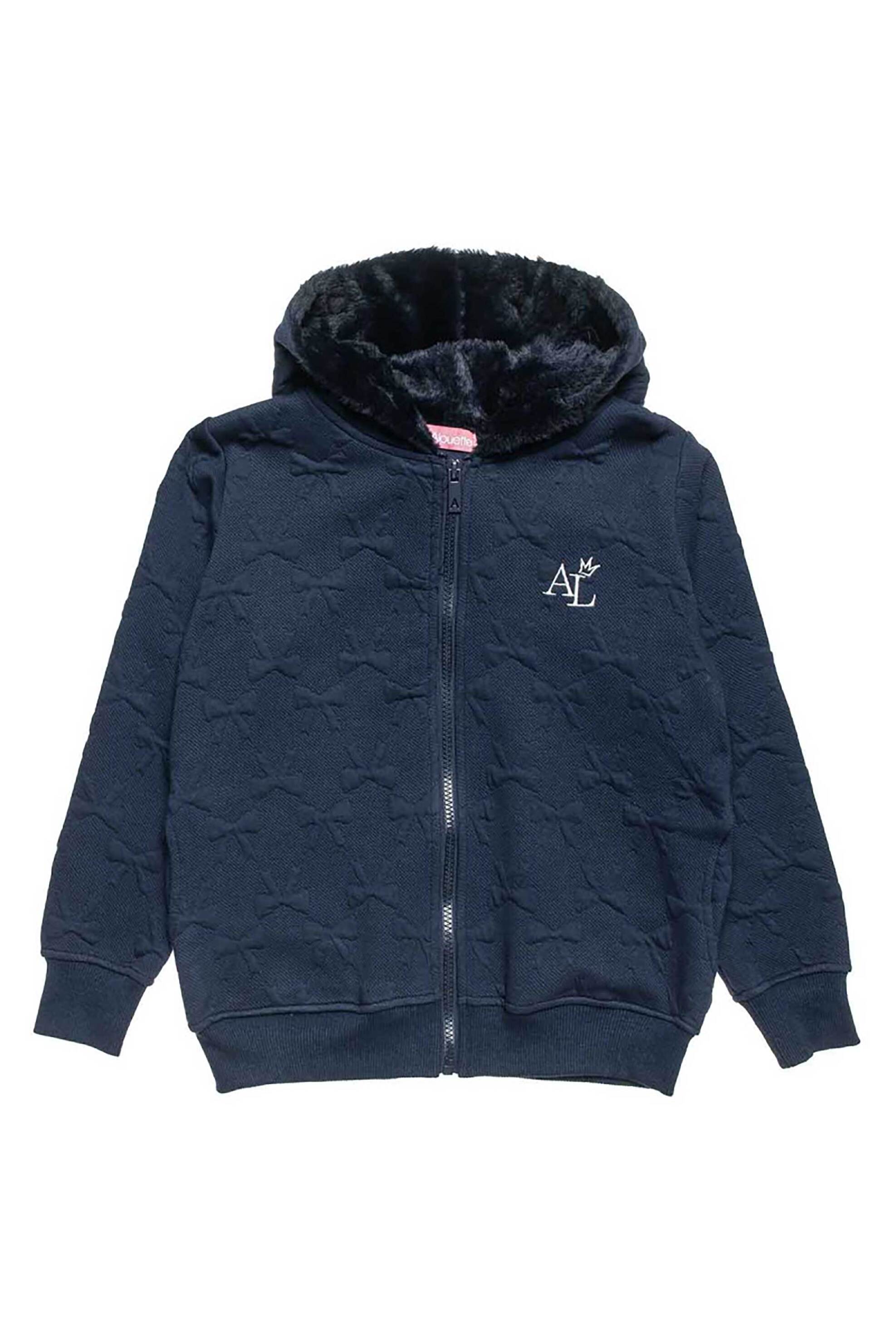 Alouette παιδική ζακέτα φούτερ με μεταλλιζέ κέντημα (6-16 ετών) - 00961689 Μπλε Σκούρο