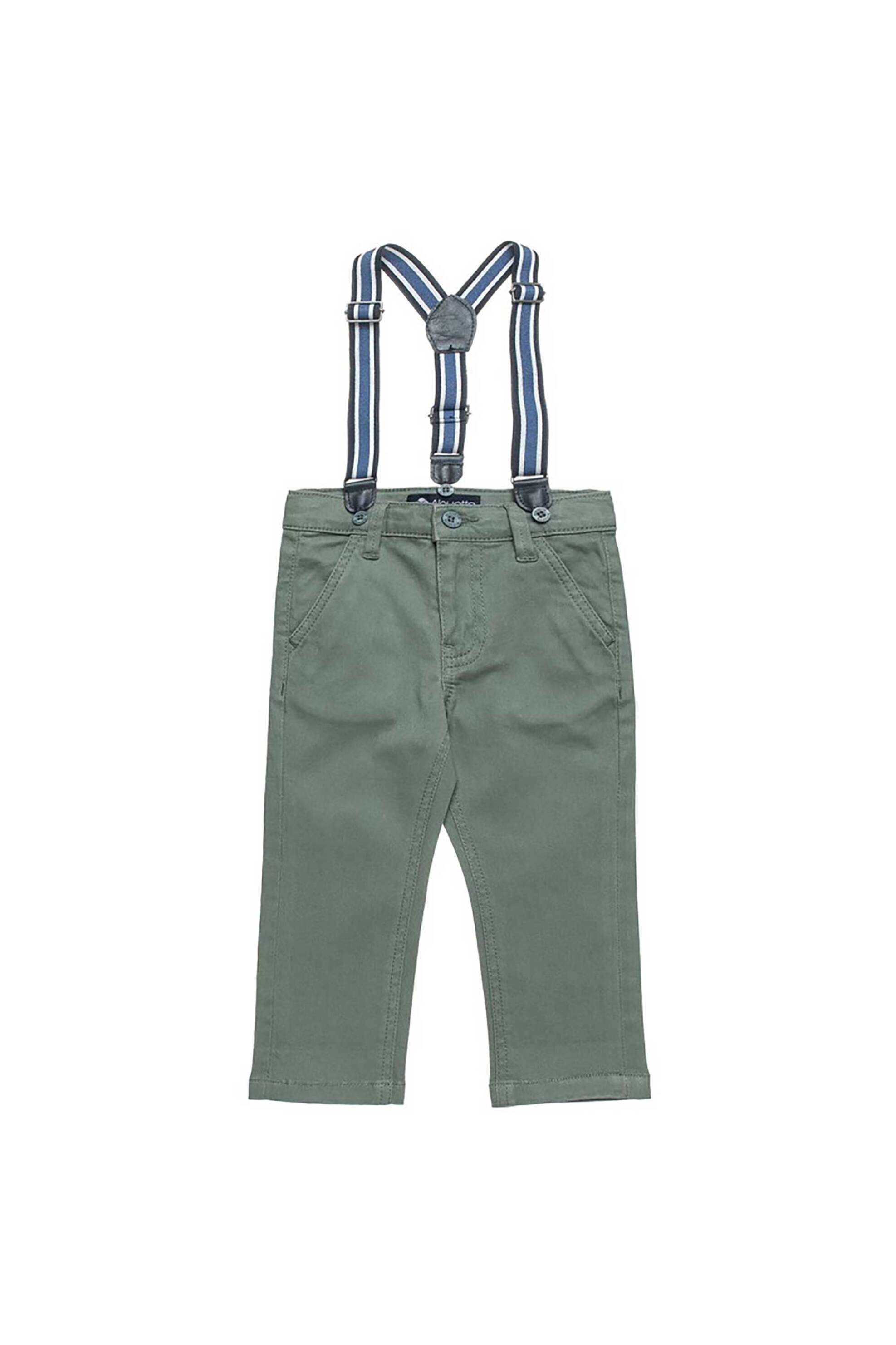 Alouette παιδικό παντελόνι chino με τιράντες (12 μηνών-5 ετών) - 00212396 Πράσινο Μέντας