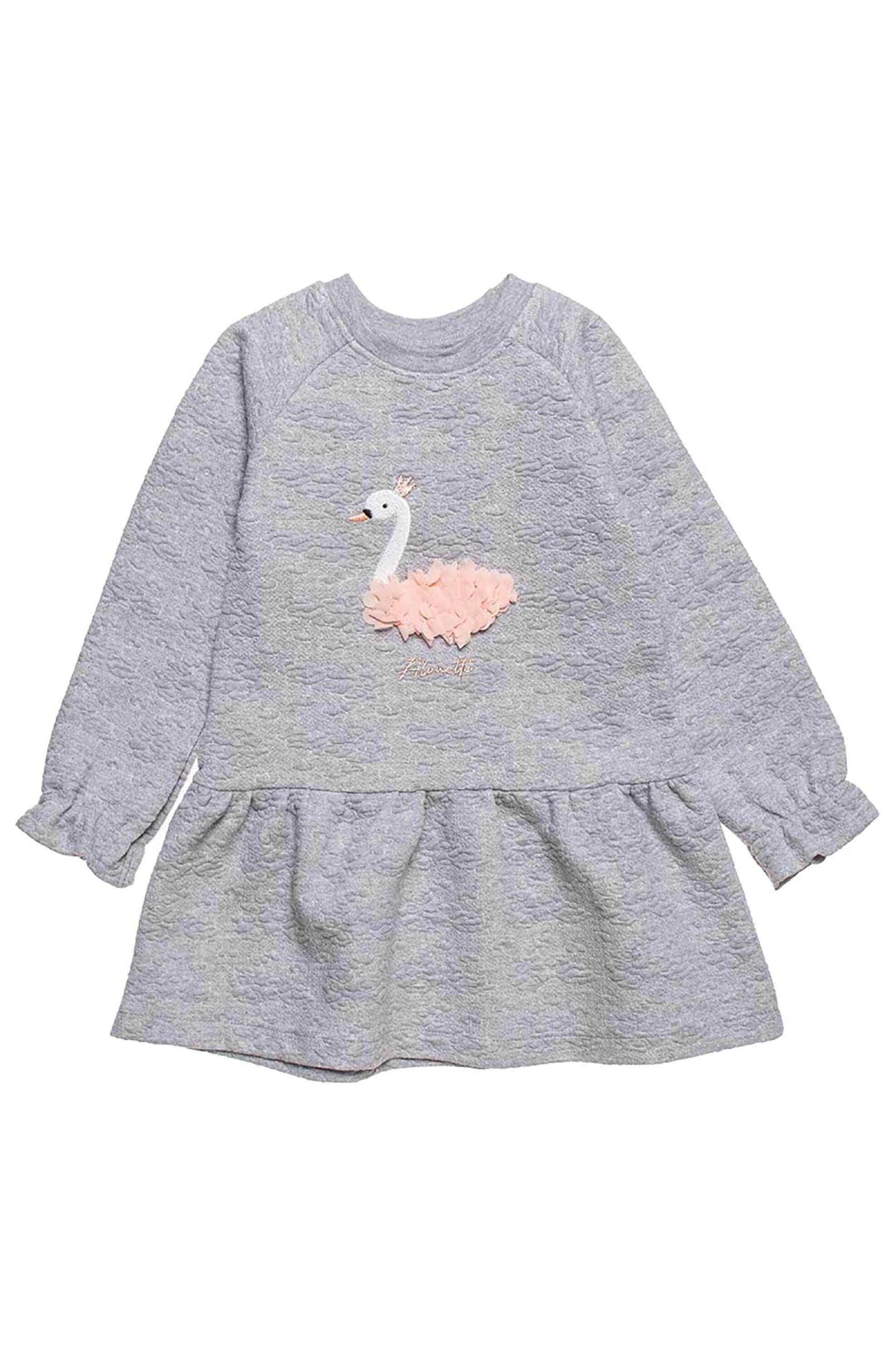 Alouette παιδικό φόρεμα με ανάγλυφη υφή και κέντημα (12 μηνών-5 ετών) - 00241720 Γκρι