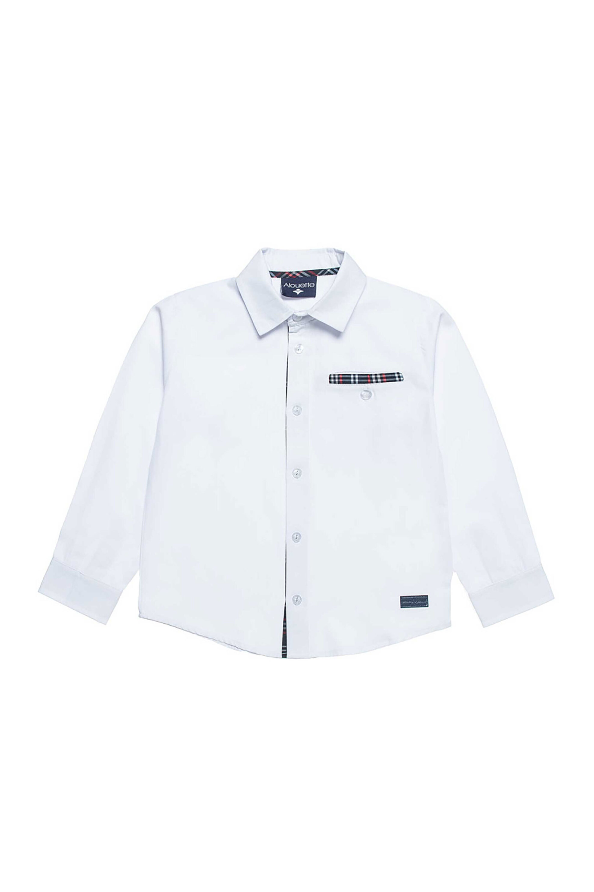 Alouette παιδικό πουκάμισο με καρό λεπτομέρειες (12 μηνών-5 ετών) - 00221648 Λευκό