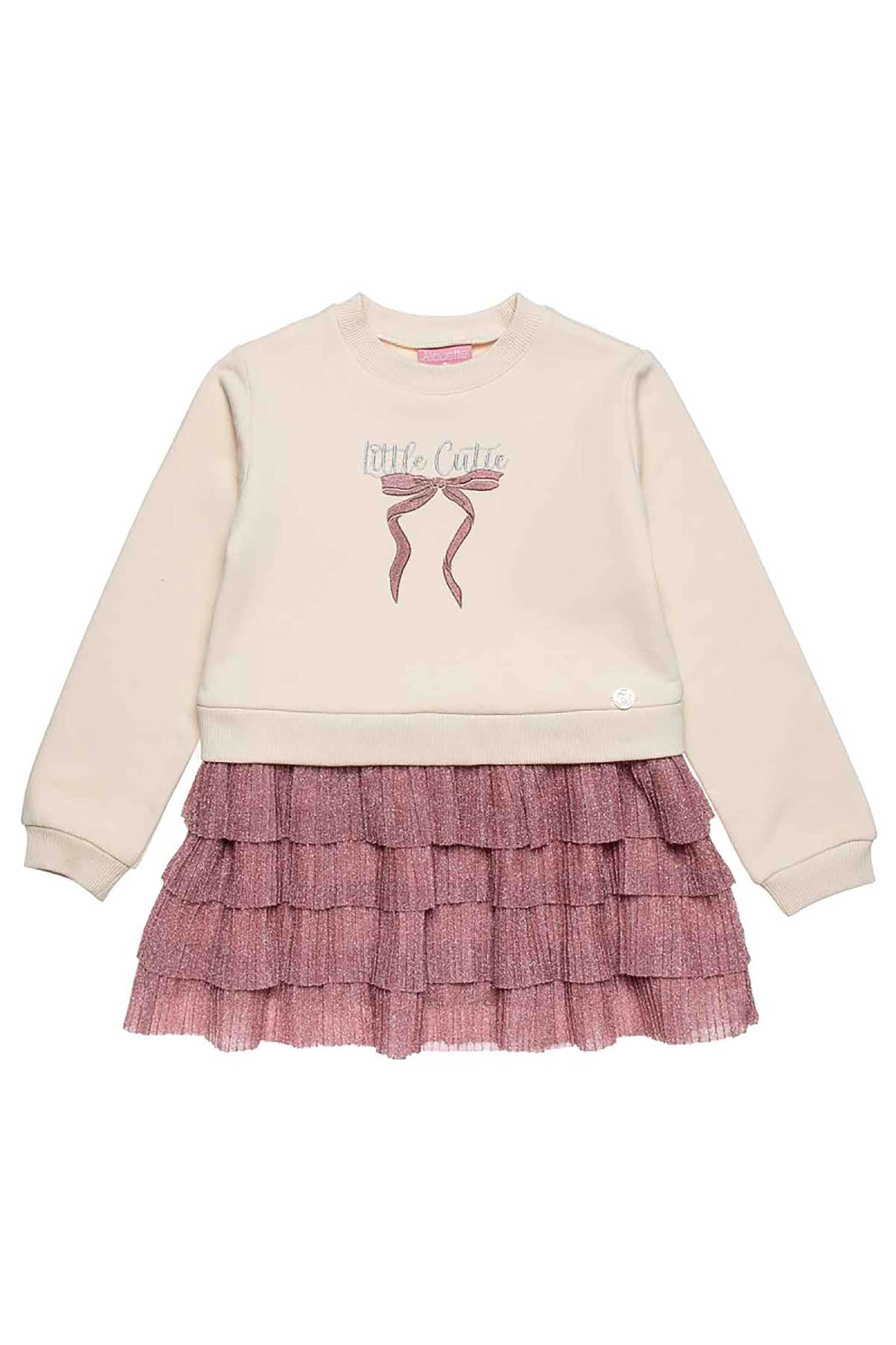 Alouette παιδικό φόρεμα φούτερ με glitter εφέ (12 μηνών-5 ετών) - 00241719 Μπεζ