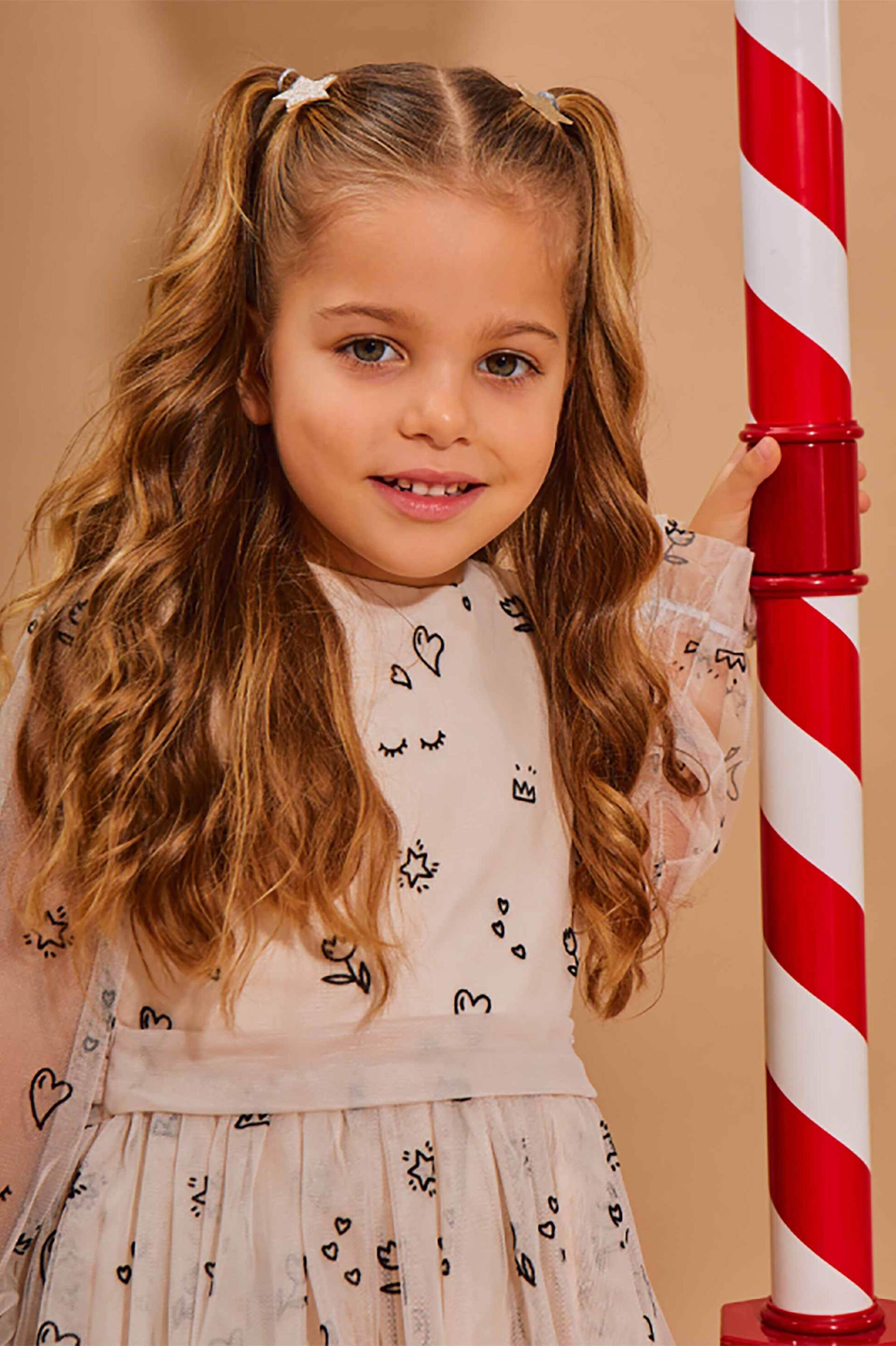 Alouette παιδικό φόρεμα με τούλι και διαφάνεια (18 μηνών-5 ετών) - 00241727 Μπεζ