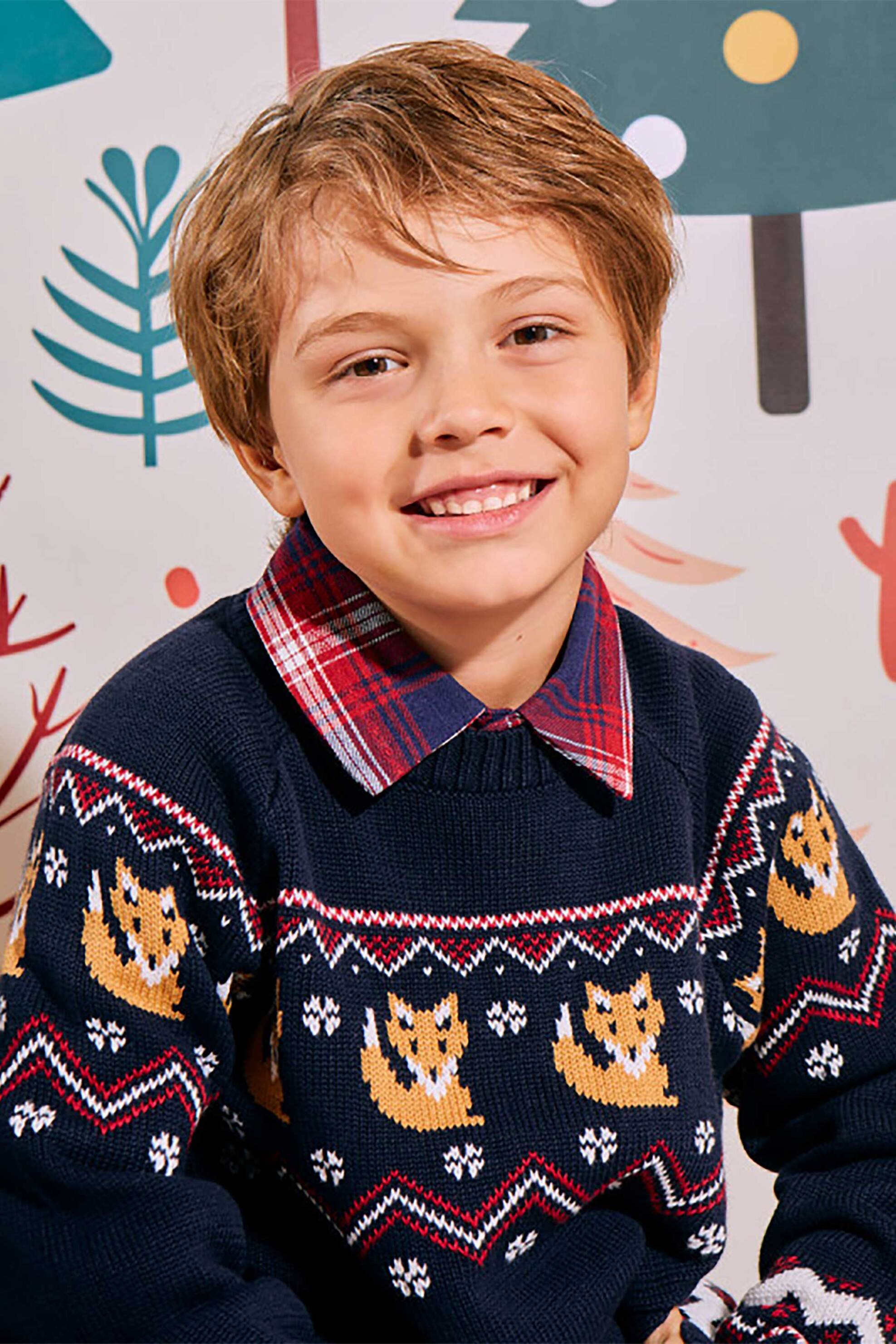 Alouette παιδικό πουλόβερ με all-over print (12 μηνών - 5 ετών) - 00221645 Μπλε Σκούρο